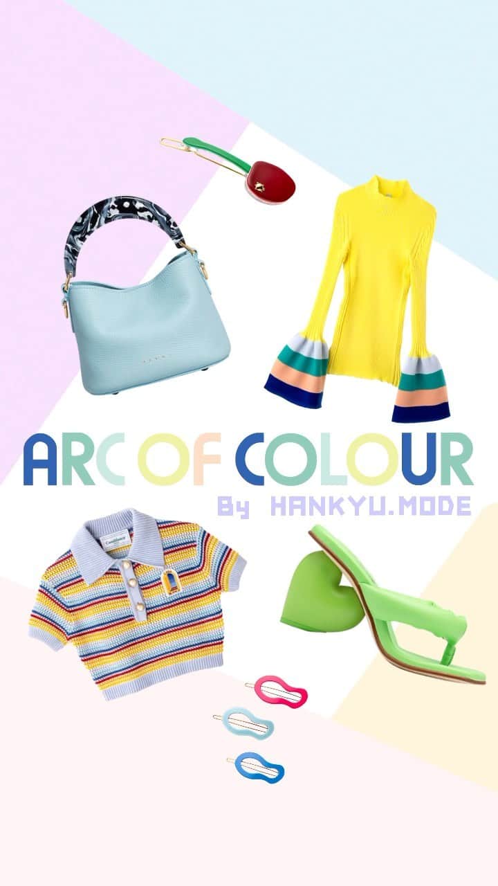 のインスタグラム：「ARC OF COLOUR 2023SS By HANKYU.MODE  今季挑戦したいのは、沈んだ気分も弾け飛ぶほどの鮮やかなカラーパレット！🌈 HANKYU.MODEでは、“ARC OF COLOUR”をテーマに、 自由奔放な色使いのアイテムを集積。 心を解き放って、自由奔放な“カラフル”の世界へ。  詳しくはプロフィールURLをチェック！ @hankyumode  一部アイテム未入荷のものもございます。 詳しくは売場までお問い合わせくださいませ。  #ARCOFCOLOUR #アークオブカラー #23ss #hankyumode #hankyu #阪急百貨店 #阪急本店 #うめはん #ファッション #トレンドファッション #ステラマッカートニー #GANNI #turtlestory #chembur #yumeyume #カンペール #CFCL #アッカ #pippichic #マルニ #ペリーコ #カサブランカ」