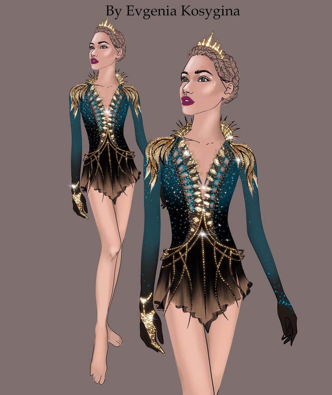 エフゲーニヤ・コスイギナのインスタグラム：「The Queen Ksenia👑  Спасибо @ili_den за возможность рисовать без страха❤️」