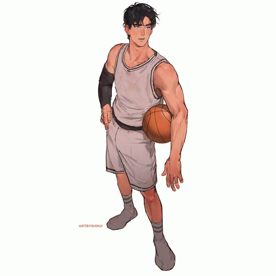 知花シンジのインスタグラム：「🏀 #oc 🧦  #イラスト #イラストグラム #オリジナルイラスト #illustration #originalcharacter #artstyle #artistsoninstagram #artstagram #characterdesign」