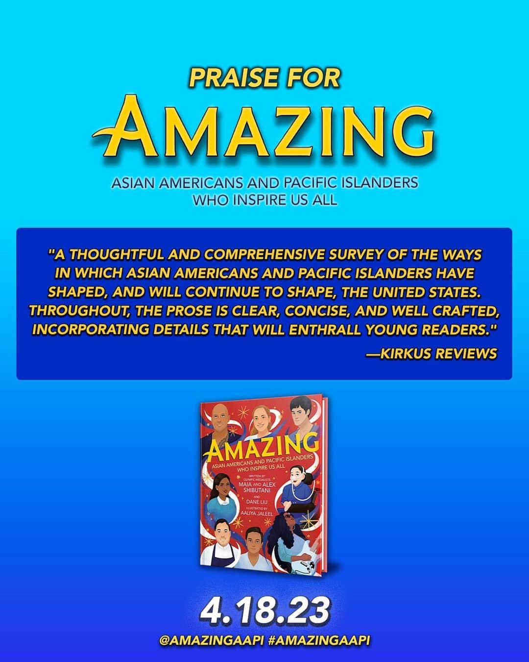 マイア・シブタニさんのインスタグラム写真 - (マイア・シブタニInstagram)「It’s almost here! Our debut children’s picture book is coming out on April 18th! 🎉  The title is - Amazing: Asian Americans and Pacific Islanders Who Inspire Us All.  36 historic and contemporary AAPI trailblazers and changemakers are featured.   I really believe that this is a book that people of all ages can enjoy and learn from!  If you’re in Honolulu, Los Angeles, or NYC, come celebrate the launch with us!  Saturday, April 8th - @bnalamoana at @alamoanacenter in Honolulu, HI @ 2pm  Saturday, April 15th - @bneventsgrove at @thegrovela in Los Angeles, CA @ 2pm [sign up via Eventbrite]  Tuesday, April 18th - @yuandmebooks in Chinatown, NYC @ 5:30 - 7pm   The link to preorder is in our bios.  If typing out links is more your thing, you can also use: bit.ly/AmazingAAPI  Support for this project is incredibly meaningful. Our mission with this book is to uplift, inspire, and empower the next generation. @alexshibutani and I can’t wait to share this book and see some of you soon!  Including individual slides of each tour stop so it’s easier for you to share info and make plans with your friends. 😉😁🙏  @penguinkids #bookstagram #authorsofinstagram #newbook #booktour #childrensliterature #aapi #aapifamily #aapihistory #amazingaapi #representationmatters #shibsibs」4月4日 11時01分 - maiashibutani