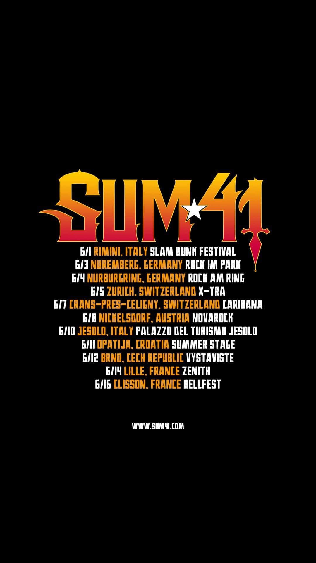 Sum 41のインスタグラム：「We’re headed to Europe in June for some of our favorite festivals and a couple of headline shows! It’s gonna be a blast!  6/1 | Rimini, Italy | @slamdunkitaly 6/3 | Nuremberg, Germany | @rockimparkofficial 6/4 | Nurburgring, Germany | @rockamringofficial 6/5 | Zurich, Switzerland | @xtrazuerich 6/7 | Crans-Pres-Celigny, Switzerland | @caribanafestival 6/8 | Nickelsdorf, Austria | @novarockfestival 6/10 | Jesolo, italy | Palazzo del Turismo Jesolo 6/11 | Opatija, Croatia | Summer Stage 6/12 | Brno, Cech Republic | Vystaviste 6/14 | Lille, France | @zenithdelille 6/16 | Clisson, France | @hellfestopenair」