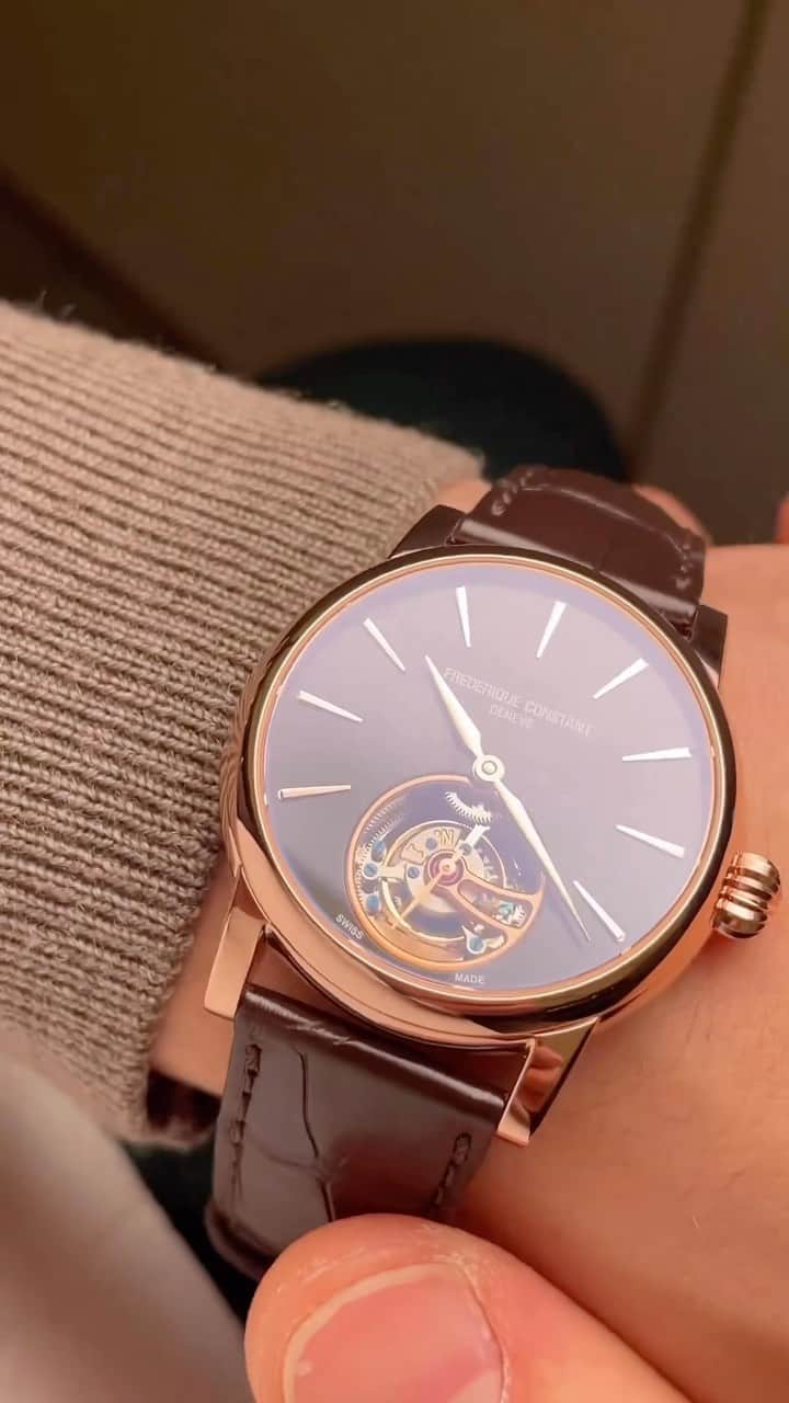WATCHMANIAのインスタグラム：「The new @frederiqueconstant Classics Tourbillon Manufacture in 18k rose gold case with in-house movement. Limited edition of 150 pieces, $ 24,595  @timetidewatches 🎥」