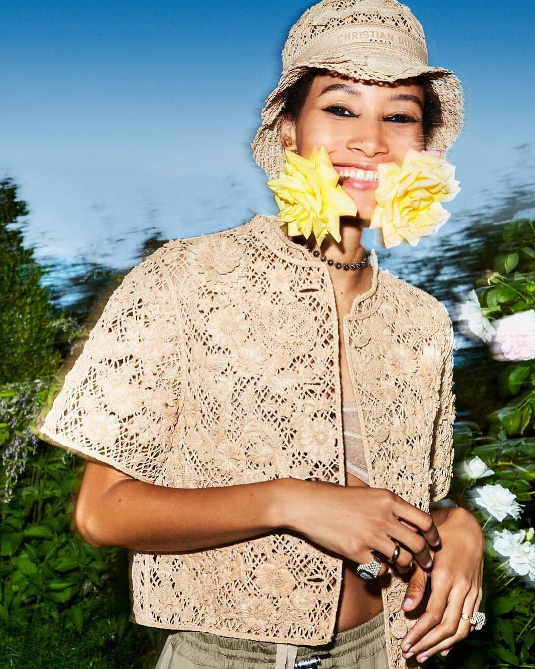 エレン・ヴォン・アンワースのインスタグラム：「Spring has sprung in the @dior garden.🌸🌷🌼  Thank you to @mariagraziachiuri and the whole team! ❤️ 📸 @ellenvonunwerth  @dior @mariagraziachiuri  Styling @elinsvahn_  Makeup @peterphilipsmakeup  Hair @guidopalau  Nails @magalisanzey @lapetitejesse @raja_bouallou  Set Design @alexanderbockstudio  Video @mercenaryparis  Production @apstudioinc  @2dmmanagement」