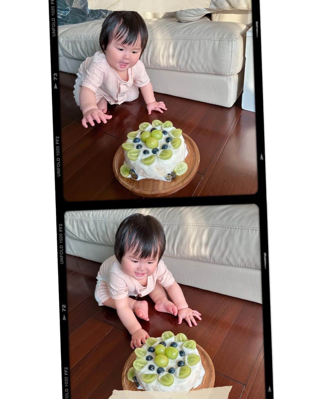 璇璇さんのインスタグラム写真 - (璇璇Instagram)「香嫩的水果優格蛋糕🎂 —2023.4.4  今天是兒童節， 原本是預計這天把香嫩接出來， 想不到香嫩提早了兩天誕生！！  思考了好一陣子怎麼幫香嫩慶生， 最後我決定親自動手烤蛋糕給她， 希望孩子能吃我也放心這才重要， 雖然無法像外面賣的這麼美， 但是看到香嫩吃得這麼開心， 已經太值得了🥰  實在是很多人在問蛋糕製作方法， 我爬了好多小紅書食譜做出來都不ok， 下面這是璇美里里民Chloe教我們的🫶🏻 放出來讓大家一起挑戰看看！  🤍寶寶6吋無糖戚風蛋糕 食材： 低筋麵粉45克 牛奶25克 植物油15克（我用葡萄籽油） 雞蛋3顆（蛋黃和蛋白要分開） 檸檬汁一小匙 玉米澱粉一匙  🤍步驟： 1.在下面所有步驟前，記得先將烤箱預熱上火180度 下火120度 20分鐘。  2.把蛋黃倒盆子中，加入牛奶、植物油攪拌均勻。  3.麵粉過篩倒入蛋黃糊中，以Z字型攪拌到沒有麵粉狀。  4.將蛋白倒入另一個盆中，倒入檸檬 電動攪拌機先以用低速攪打至泡沫逐漸變小，蛋白呈現明顯白色狀，這時調整至中速打發到乾性發泡（拉起攪拌棒時，蛋白霜尾巴呈現直立狀，也可以試著把整個盆子過來，蛋白黏緊緊在盆底就ok)  5.先挖1/3的蛋白霜到蛋黃糊，用攪拌刀輕柔快速攪拌至看不見蛋白霜，再將蛋黃糊倒入蛋白霜盆中，一樣輕柔快速攪拌均勻。  6.將麵糊倒入烤模中（倒入時拉高約20公分的距離，可消掉一些氣泡）用筷子以螺旋狀攪動麵糊消氣泡一次，但不要太快也不要重複好幾次。  7.麵糊放進烤箱，以上火180度下火120度烤45分鐘。  8.出爐時，可先用筷子從正中間插到底抽出來，如果沒有沾黏就是烤好囉！出爐後先端出來震一下再倒扣放涼（我有準備小電風扇在旁邊吹）  9.因為蛋糕製作出來是完全無糖的，只有雞蛋跟麵粉的味道，所以可以自調寶寶奶油（瀝水後的希臘式優格+奶油乳酪）抹完後再加點水果做裝飾，也可以把蛋糕橫切一半做夾層，夾香蕉夾低糖果醬+優格也很讚！  - 實際操作後小提醒  1. 冰雞蛋提前拿出來，蛋白蛋黃分離，在準備其他食材時，蛋白可以再冰一下，蛋白加進一小匙檸檬汁和玉米澱粉(以蛋白量的10%比例算克數，也大概是一小匙左右） 玉米澱粉在蛋白打到起大泡的時候加三分之一，小小泡的時候再加三分之一，都是白色綿密泡的時候全部加完再打到挺(注意蛋白流動的感覺，從低速到中速，蛋白一停止流動，黏住盆底就停止打發，以免過頭）  *特別感謝麻欣老闆的小撇步：有加檸檬汁跟玉米澱粉的話，可以更穩定加一點不會消泡太快。尤其有玉米澱粉，蛋白會更穩定，拌的時候才不會因為無糖消太快！  2. 烤模記得刷上油跟灑點麵粉，以免過度沾黏。  3.烤完後，模具倒扣放涼這個步驟非常重要，以免蛋糕凹陷。  4. 烤蛋糕 模具內不要墊烘焙紙，以免因為水氣造成蛋糕凹陷。  5. 蛋糕抹面使用希臘優格(優格) 可以到MOMO買優格瀝水器，瀝水14小時左右的優格硬度拿來當奶油很剛好。  6. 小紅書很多用山藥+配方奶做出來抹面奶油，我覺得真的不好吃🤣 香嫩也不愛  -  我覺得做蛋糕還有一點就是要心平氣和， 給自己充裕的時間跟心理狀態去做準備， 然後可以在腦中多練習幾遍步驟再開始， 希望大家都可以做出可愛的水果優格蛋糕🥰  @hi.shannon.hi @rxung   #OurBabyShannon #birthday #生日 #蛋糕 #happybirthday #一歲」4月4日 19時48分 - xuanxuantw