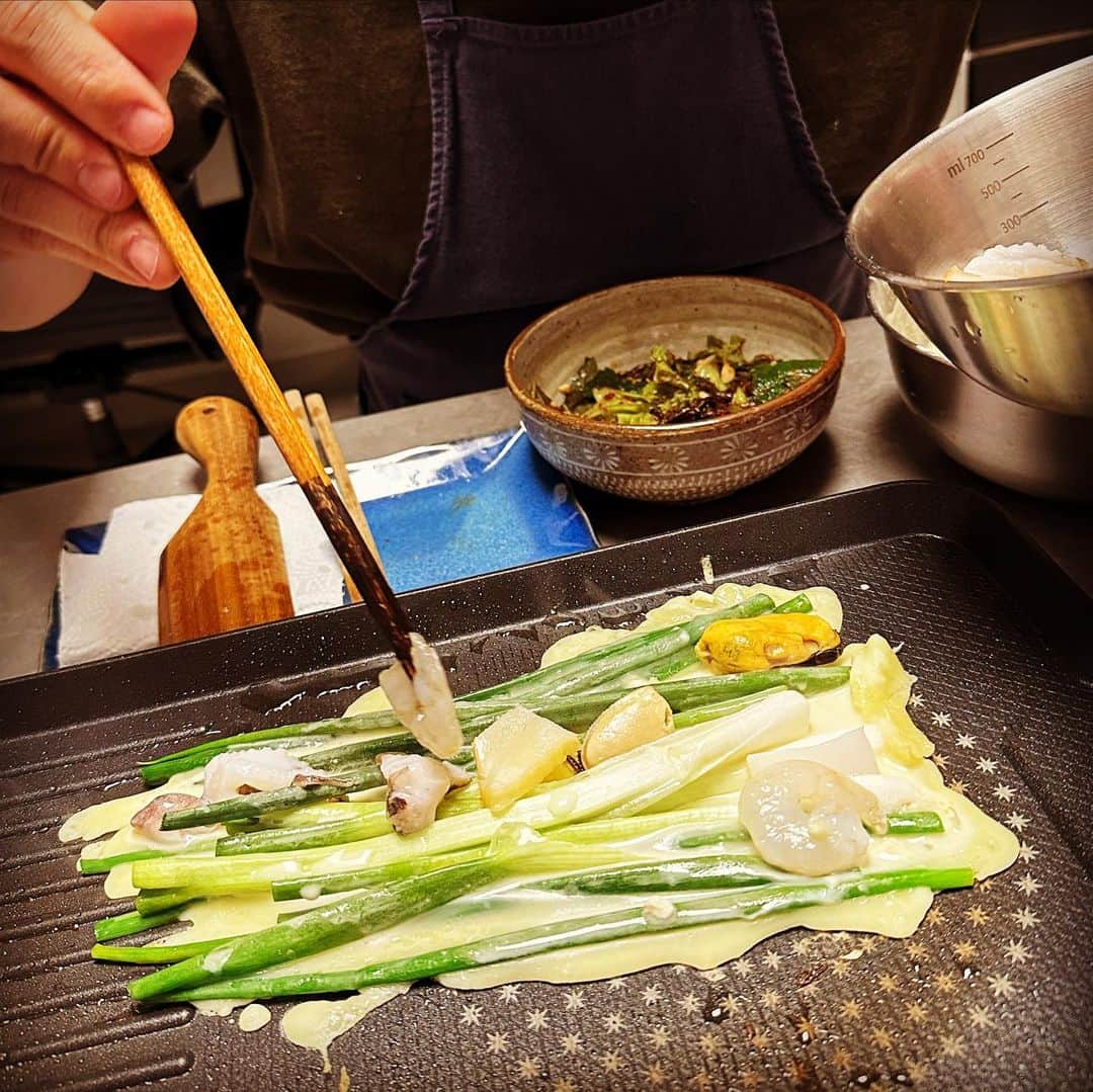 のインスタグラム：「신랑표 파전♥️」