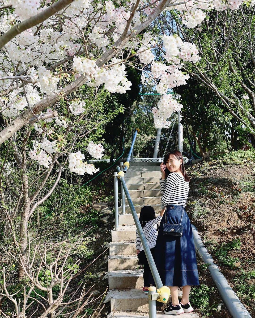 繁田美貴さんのインスタグラム写真 - (繁田美貴Instagram)「*＊ 桜の“はな”を見ては 『“はる”だ〜♪』とはしゃぐ娘と うららかな春の日に。 これが、“はる”だよ☺️ #3歳 #育児日記  #春の思い出 #桜 #🌸 #娘ぱんだ日々成長中 #リンクコーデ #🦓」4月4日 22時49分 - handa_miki