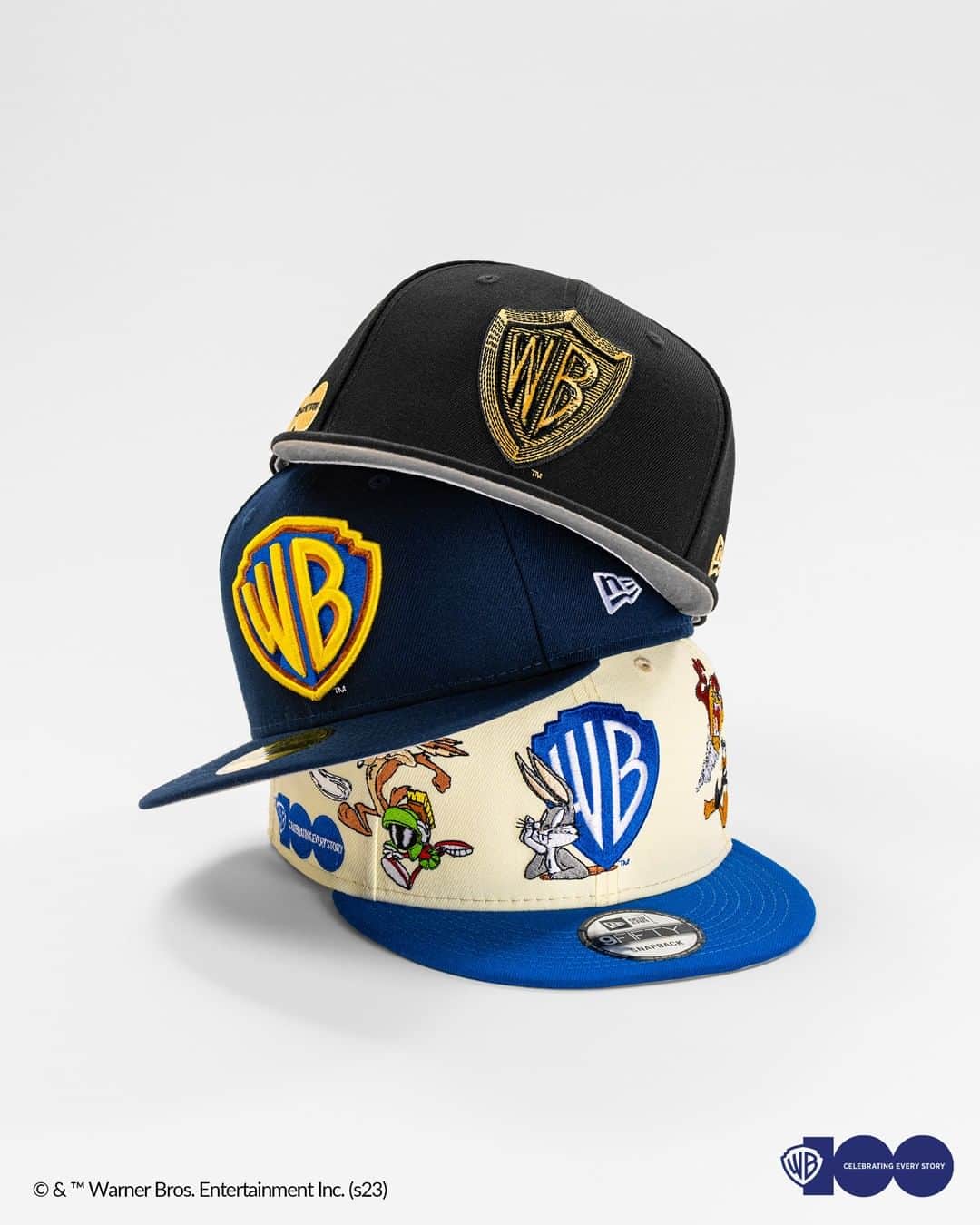 ニューエラ・キャップのインスタグラム：「100 years of stories. Celebrate a milestone with the Warner Bros. 100th Anniversary collection, available now at New Era Cap.」