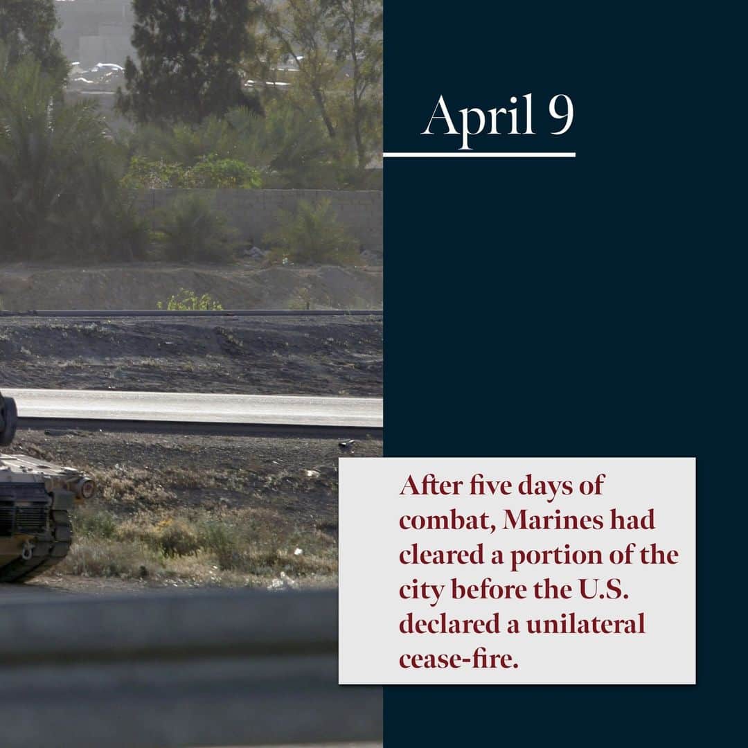 アメリカ海兵隊さんのインスタグラム写真 - (アメリカ海兵隊Instagram)「On March 31, 2004, armed insurgents killed four American civilian security contractors who were driving through the city of Fallujah, Iraq. Within hours of the attack, images of the Americans’ desecrated bodies – burned, and hung from a bridge – were broadcast around the globe.   When the horrific killings occurred, Marines were finalizing their turnover with @usarmy units in the area and had just assumed command of security operations. Marine leaders understood the severity of the attack and immediately condemned the brutal murders, but simultaneously recommended against an immediate offensive reaction. Then-Brig. Gen. John F. Kelly wrote “we must avoid the temptation to strike out in retribution.”   Despite initial calls for restraint, on April 3, 2004, the combined joint task force commander issued the order for Marines to go on the offensive in Fallujah, and on the next day Operation Vigilant Resolve began. On the night of April 4, 2004, Marines launched their assault on the city, and by sunrise the following morning, Fallujah was surrounded by U.S. Marines.   Throughout the next five days, Marines engaged in fierce urban combat with a level of intensity not seen since the Battle of Hue City. Although Marines successfully gained control of strategic areas within the city, cutoff insurgent withdrawal routes, and destroyed several key insurgent defensive positions, the Iraqi Governing Council grew concerned with the intensity of the urban combat happening in Fallujah. The U.S. announced it would institute a ceasefire in the city beginning at noon, April 9, 2004. Despite the ceasefire, insurgents continued to assault Marines throughout the following weeks.   On May 1, 2004, then-Lt. Gen. James Conway, the @i_mef_marines commanding general, announced he was turning over all remaining operations in Fallujah to the Iraqi Fallujah Brigade, and Marines would depart the city, ending Operation Vigilant Resolve. Six months later, Marines would once again find themselves back on the streets of Fallujah, engaged in violent house-to-house fighting – Operation Phantom Fury.  Click the link our bio to read the full article on our website.  #USMCHistory #SemperFidelis」4月4日 23時43分 - marines
