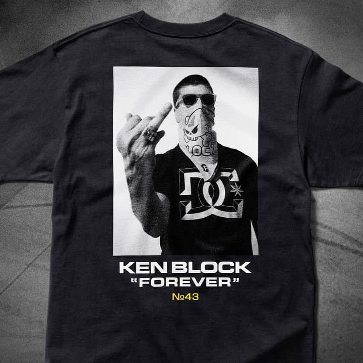 DCシューズのインスタグラム：「HONORING THE UNSTOPPABLE SPIRIT OF 43, COMMEMORATIVE KEN BLOCK TEE SHIRTS ARE AVAILABLE NOW.   LINK IN BIO. #KB43VER」