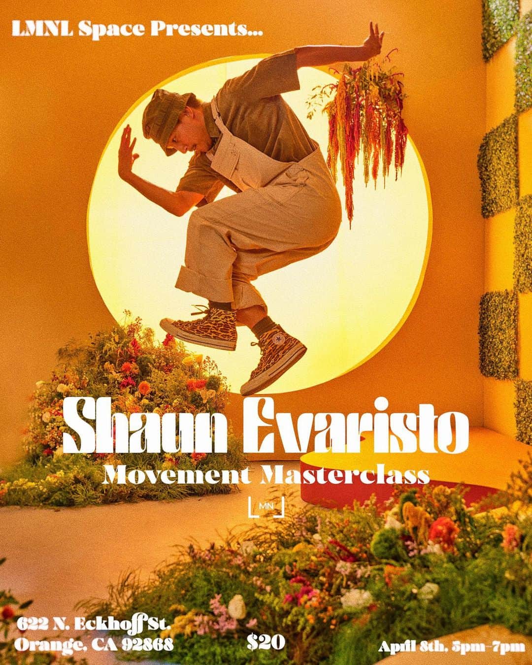 ショーン・エバリストのインスタグラム：「Surprise! 👀 We’re very lucky to open our doors to the public for the first time with none other than Shaun Evaristo—  A pioneer in the dance community who has provided a wealthy amount of inspiration, guidance, and wisdom to every generation and beyond. He’s also been a channel of artistry and warm energy for us at LMNL and we can’t wait to have him share that with us in the space.   Details:  Movement Masterclass with Shaun Evaristo  Credits include - Creator of Movement Lifestyle, International instruction for 20 years, Pharrell, Miguel, Justin Bieber, Tae Yang, Big Bang, LaLaLand   Open-level   Saturday, April 8th, 2023 - 5pm-7pm   $20 (Registration link in our bio)  60 person capacity  622 N. Eckhoff St. Orange, CA 92868」