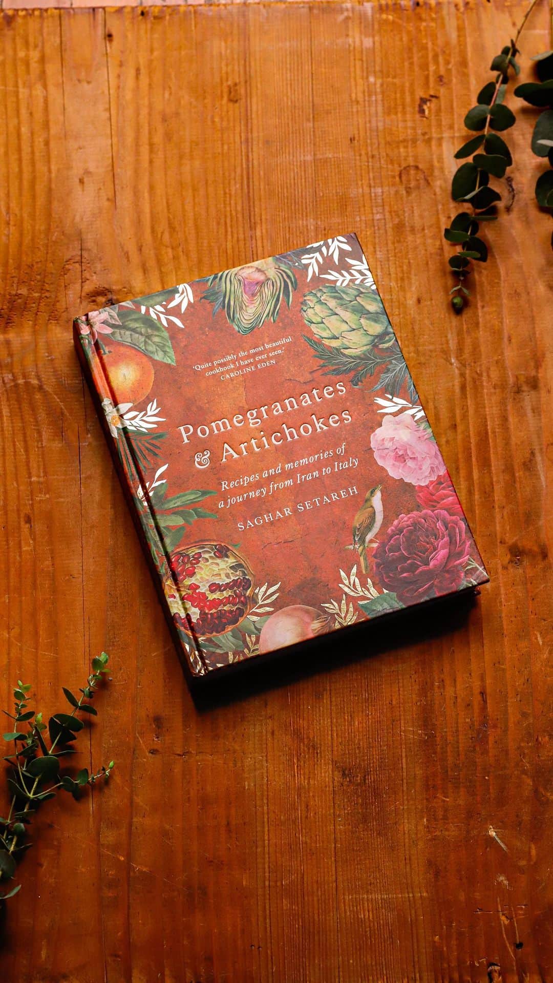 Saghar Setarehのインスタグラム：「#PomegranatesAndArtichokes will be out in exactly 1 month! Thank you for all your birthday wishes! The best gift ever has finally arrived too! Here I am holding my baby at last, and here's a sneak peek for you.  Please consider pre-ordering this book to support my work. The link is in my bio.  Can't wait to share more!   #LabNoonCookbook #FlavorsAndEncounters  Music by Geoffrey Harvey from Pixabay」