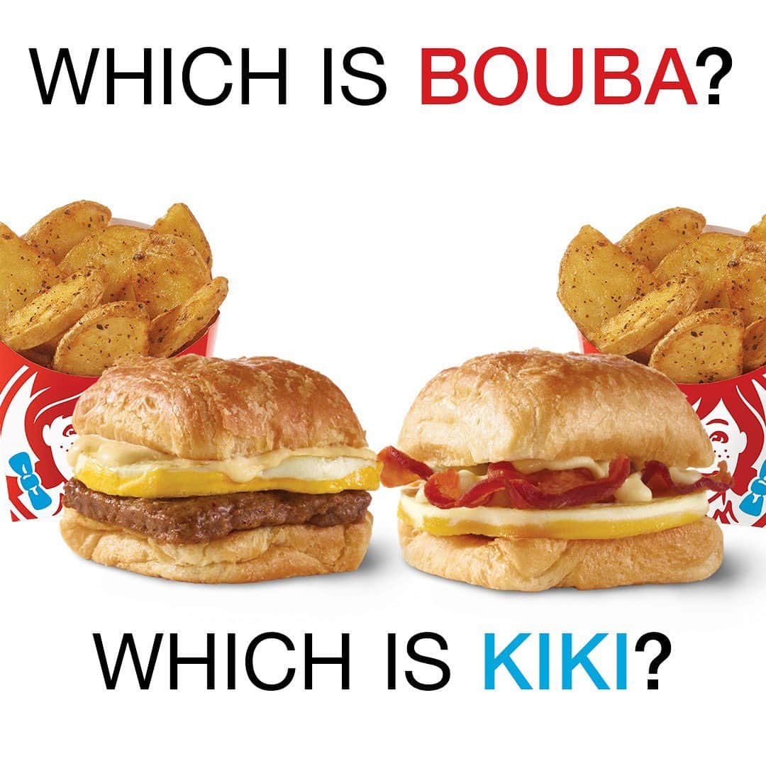ウェンディーズのインスタグラム：「Duke it out in the comments. Kiki or Bouba, it’s still only 3 bucks. #3BreakfastDeal」