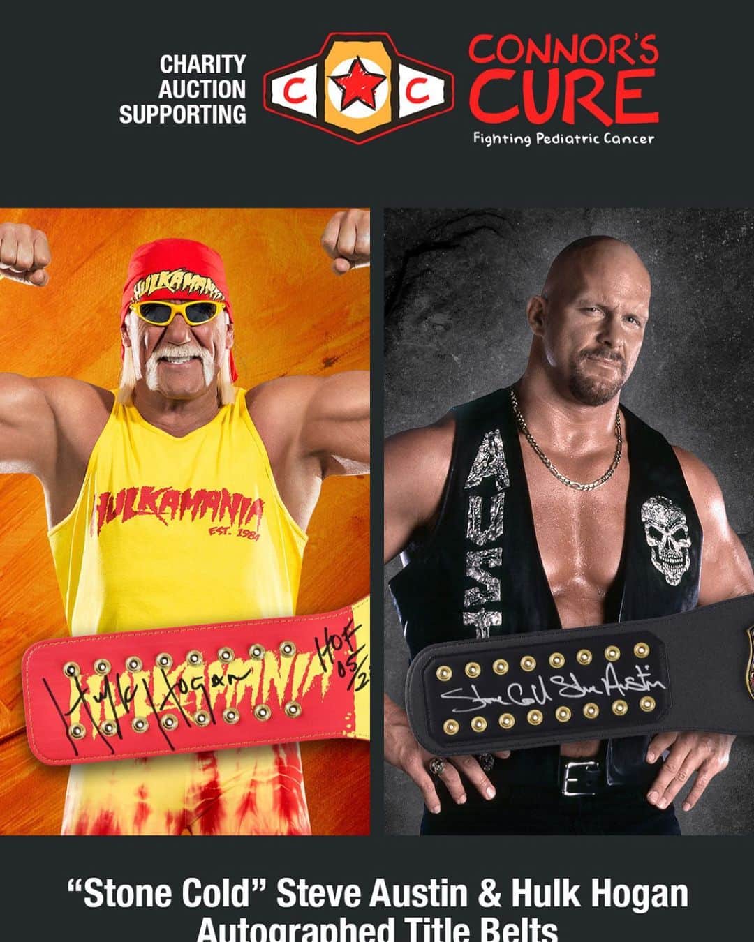 ハルク・ホーガンのインスタグラム：「Listen up brother… here is a chance for you to own your own piece of WWE history. Bid today and support #ConnorsCure and join the fight against pediatric cancer. HH」