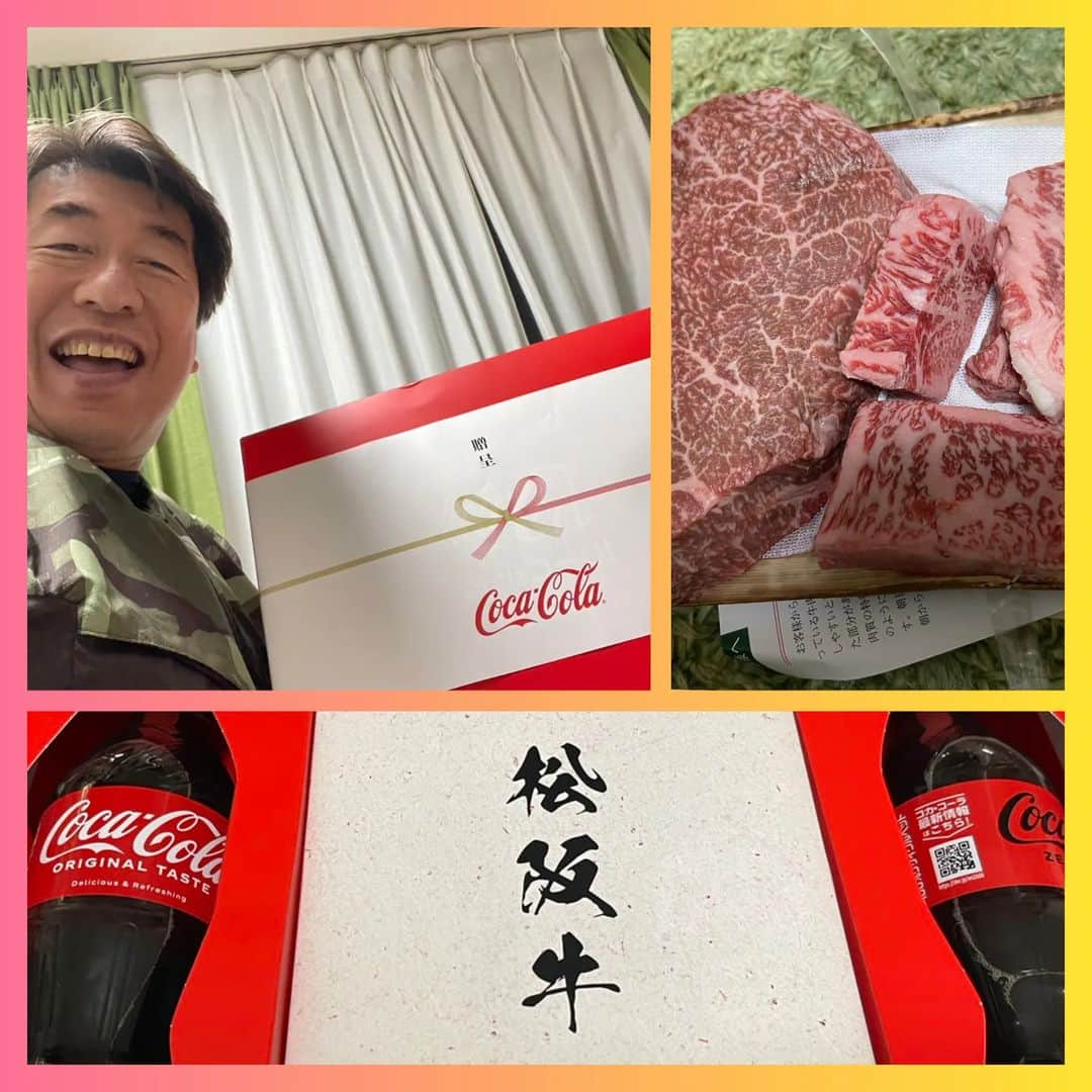 ダチョウ倶楽部さんのインスタグラム写真 - (ダチョウ倶楽部Instagram)「ジモンさんがコカ・コーラ（@cocacola_japan ）さんの公式アンバサダーをさせて頂いている、⁡ ⁡肉にはコーク！体験セットを頂きました！⁡ ⁡⁡ ⁡ジモンさんのおすすめの松阪牛専門店「朝日屋」さんのお肉🍖⁡ ⁡⁡ ⁡お家で早速頂きます！⁡ ⁡⁡ ⁡ありがとうございます！⁡ ⁡⁡ ⁡ #ダチョウ倶楽部⁡ ⁡ #寺門ジモン⁡ ⁡ #コカ・コーラ ⁡ ⁡ #松阪牛⁡ ⁡ #肉にはコーク ⁡ ⁡ #アンバサダー」4月5日 7時33分 - dachoclub_official