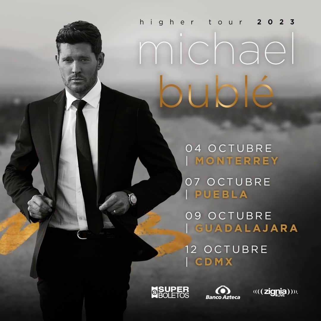 マイケル・ブーブレのインスタグラム：「Michael’s spectacular Higher Tour hits four of the best stages in Mexico this October! Tickets on sale April 13th ! #MBHigherTour」