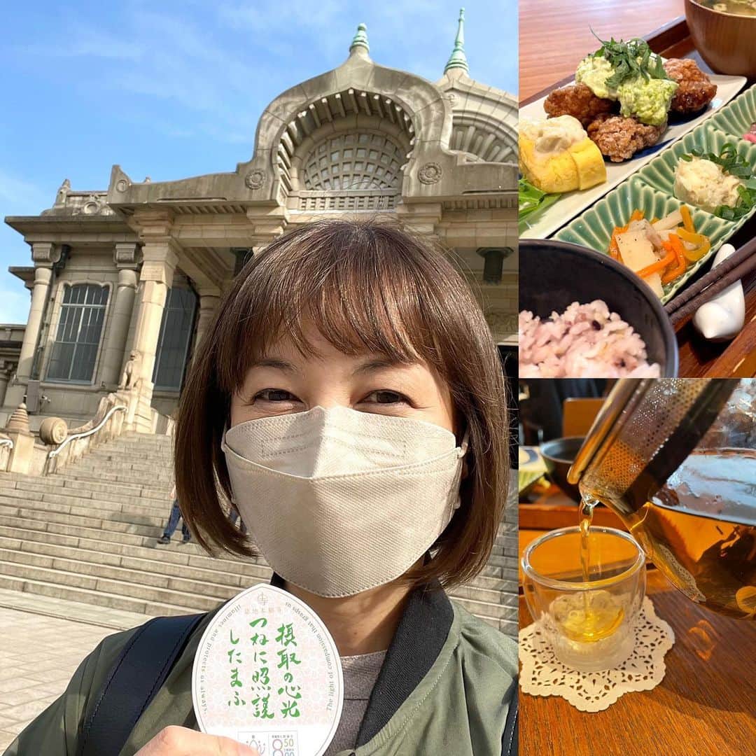のインスタグラム：「年に一度の人間ドック終了！ 毎年の桜の頃に受けることにしています。 結果は後日。 ですが、とにかく一年無事だったことを、阿弥陀様にご報告&感謝申し上げてきましたよ！ at築地本願寺。  帰りはお寺のカフェで。 一日絶食を取り戻すべく、がっつりチキン南蛮🥰 ご飯は小にしたけど、お腹いっぱい🤣  腹八分目の養生は、また明日から、ね💜  皆さんも、定期的な検診はぜひ受けてくださいね。」