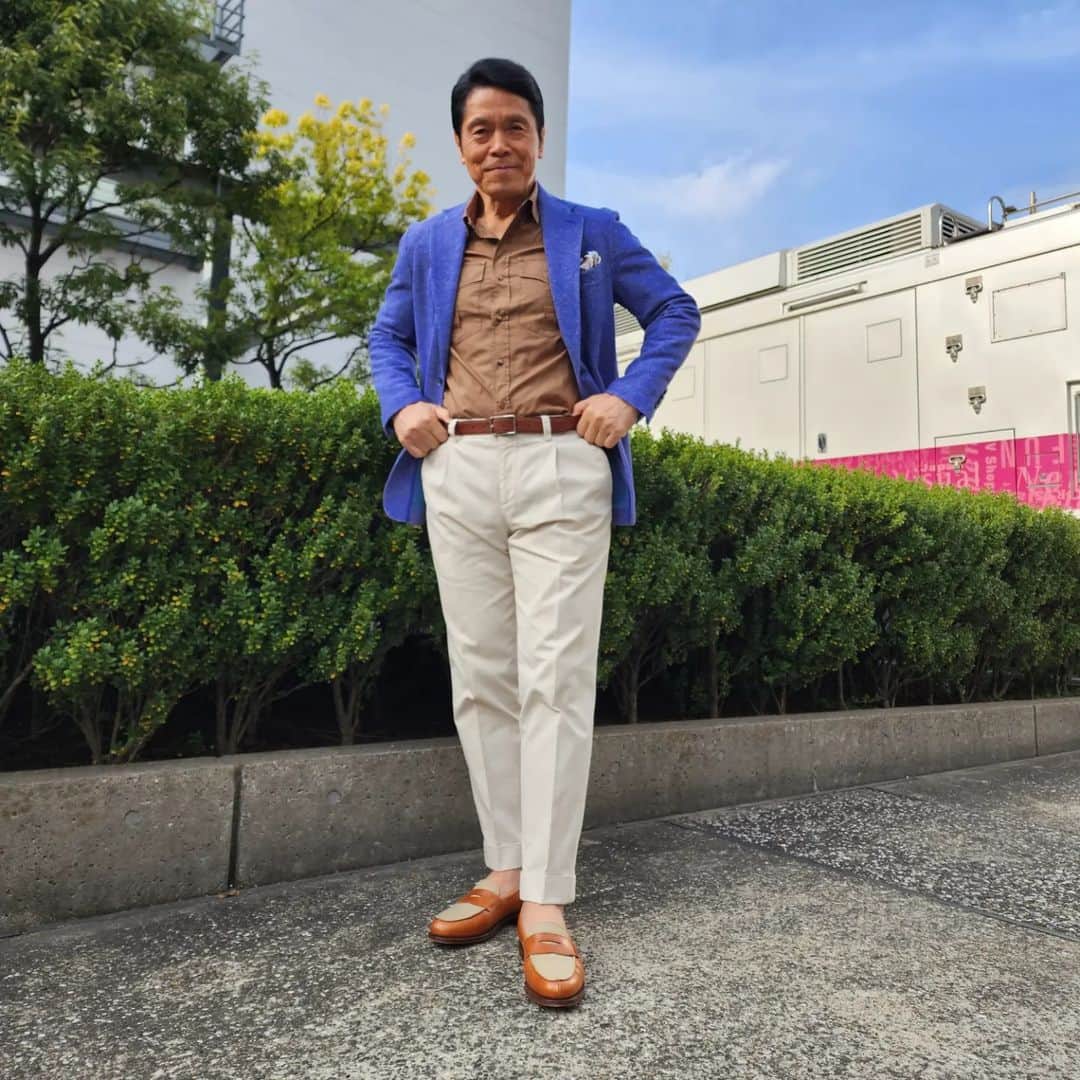 峰竜太のインスタグラム：「#アド街ック天国 #jacket #estnation #shirt #brunellocucinelli #pants #brunellocucinelli #shoes #crockett&jones」