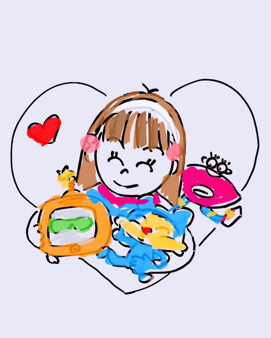 新井舞良のインスタグラム：「いよいよ明日夕方16:10〜 『#ニャンちゅう！宇宙！放送チュー！』新シーズンが放送開始です🌙 この絵は、初回収録の時に美術の加藤さんが書いてくださった絵です🌙 この絵を見つけた時、緊張してた私にとびきりの癒しをくれました。 撮影に行くのが毎回たのしいのです〜！！！ 観てくれるみなさんにたくさんの元気が届きますように！！！！#ニャンちゅう、#ベラボラ、#えーぞう と楽しくお届け致します🌙みてねー‼︎   あっ、、色は私が勝手に塗りました。Instagramのストーリー機能で指で塗ったら難しかったよ💦どうかな？💦 #ニャンちゅう宇宙放送チュー」