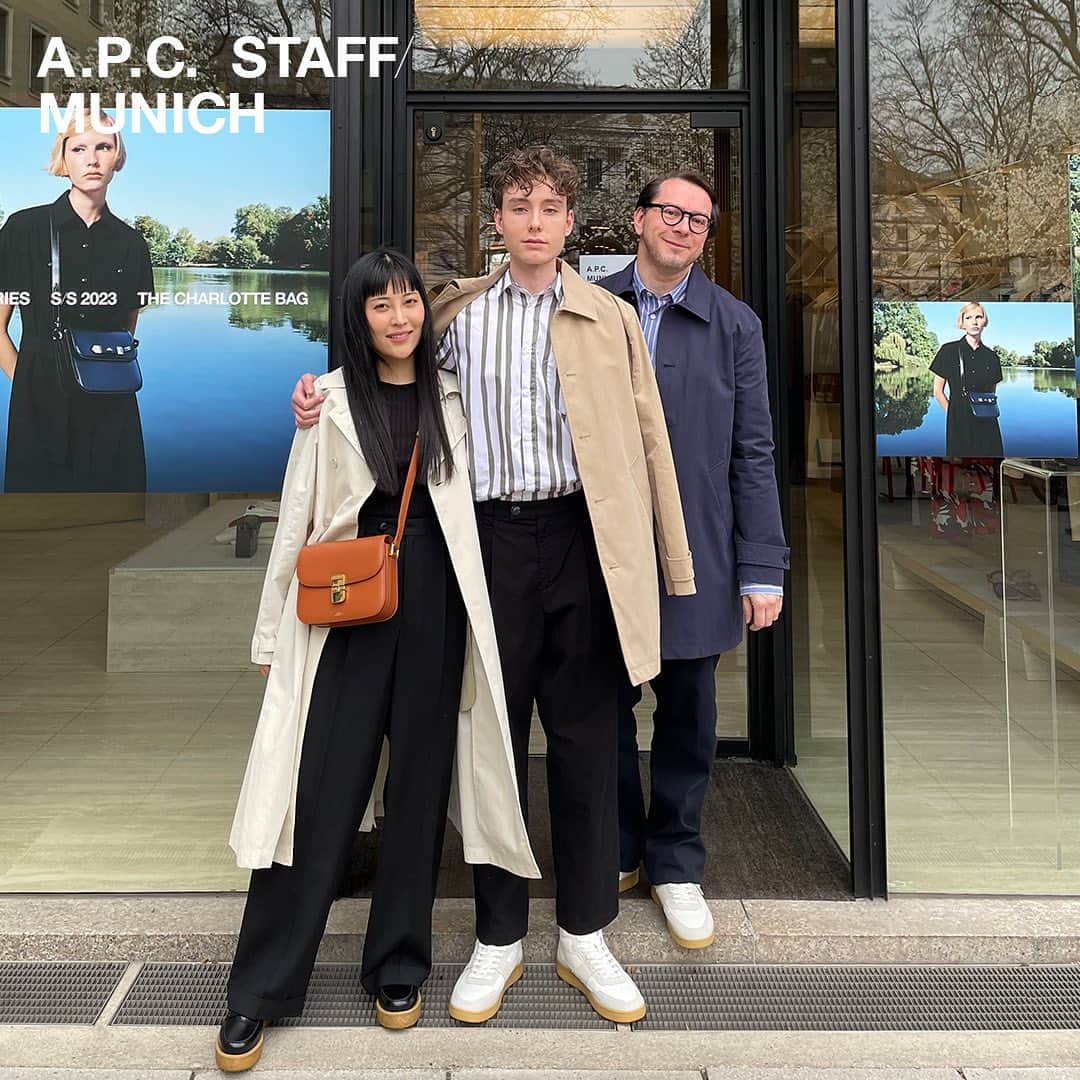 アーペーセーのインスタグラム：「A.P.C. Staff teams from our stores in Munich, Berlin and Frankfurt.  Drop by to say hi and to discover all of our classic and seasonal ready-to-wear and accessories.  A.P.C. MUNICH Maximiliansplatz 12 80333 München  A.P.C. FASANEN Fasanenstrasse 22 10719 Berlin  A.P.C. MULACK Mulackstrasse 35 10119 Berlin  A.P.C. FRANKFURT Neue Rothofstrasse 17D 60313 Frankfurt   #APCBerlin #APCMunich #APCFrankfurt #APCStore #APCParis」