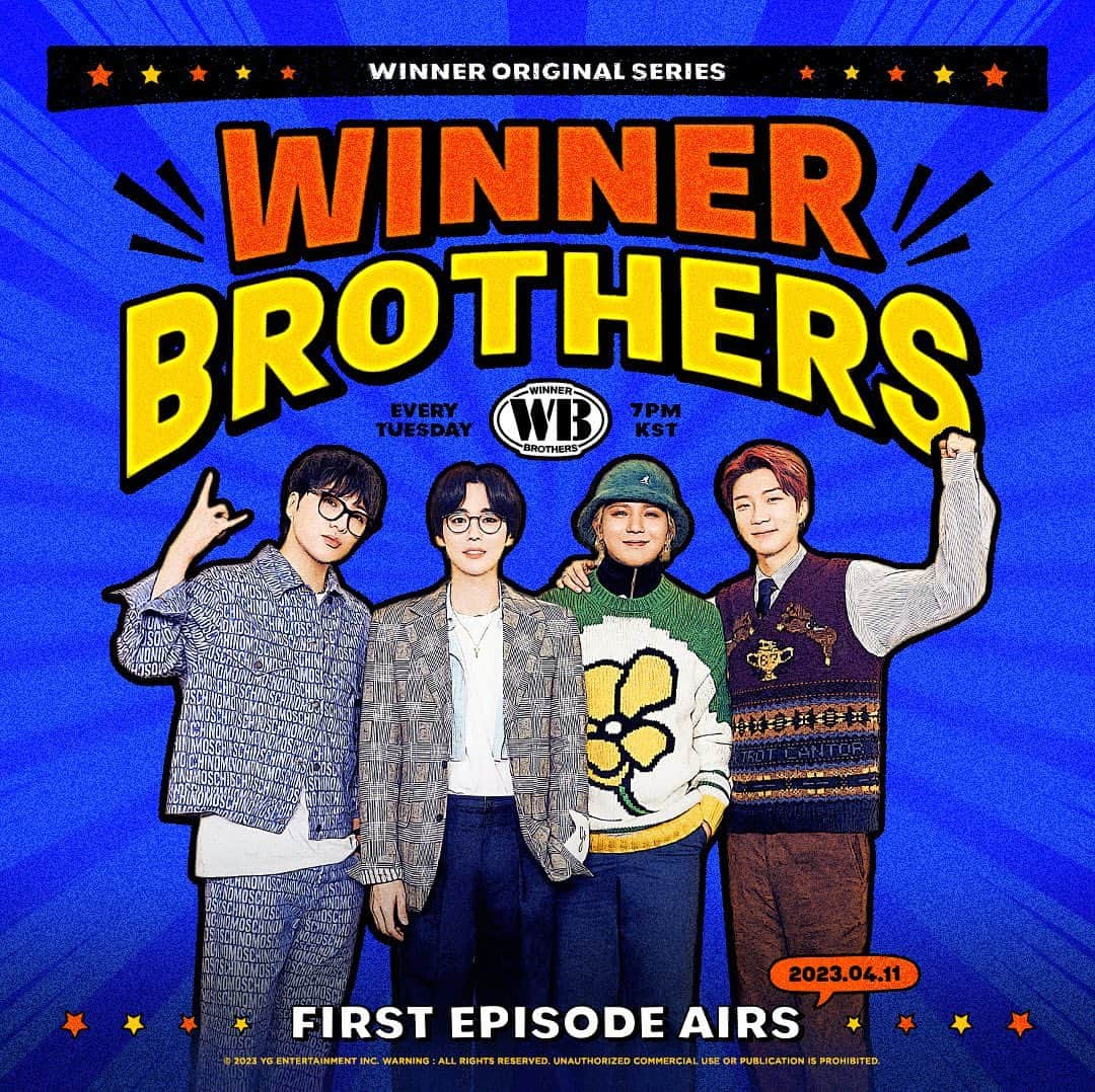 WINNERのインスタグラム：「[📺WINNER BROTHERS📺] COMING SOON TEASER POSTER  #WINNER #위너 #WINNER_BROTHERS #위너브라더스 #COMINGSOON #TEASER #20230411_7PM #YG」