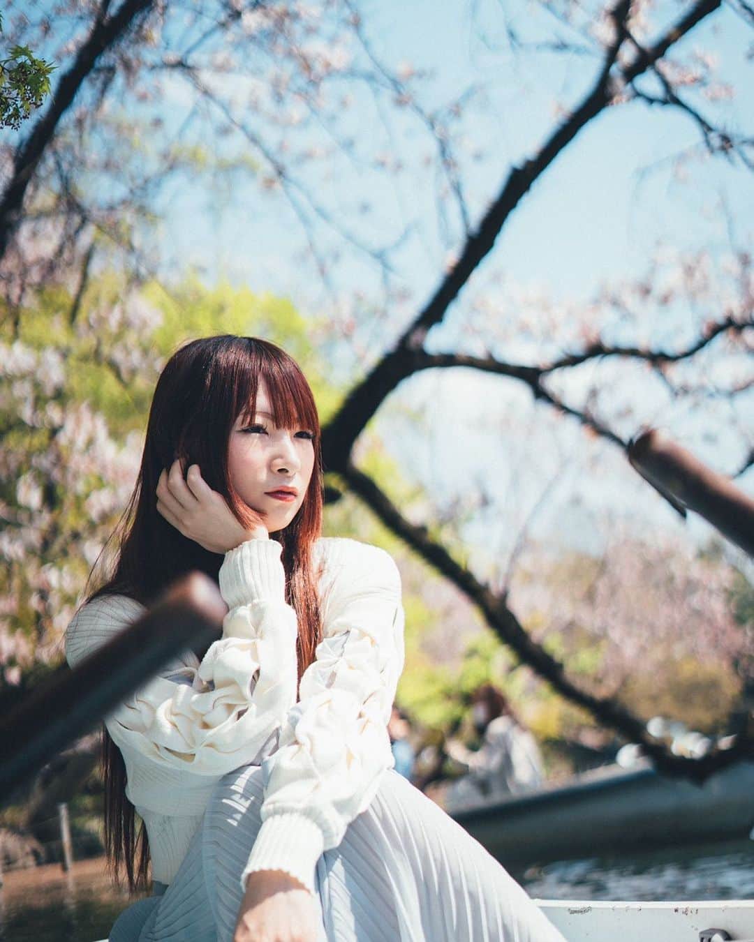 松田ゆう姫のインスタグラム：「Sakura  Photographer @jayclewis12   #桜 #ポートレート #ファインダー越しの私の世界 #井の頭公園 #sakura #cherryblossom #portrait #portraitphotography #inokashirapark #shooting」