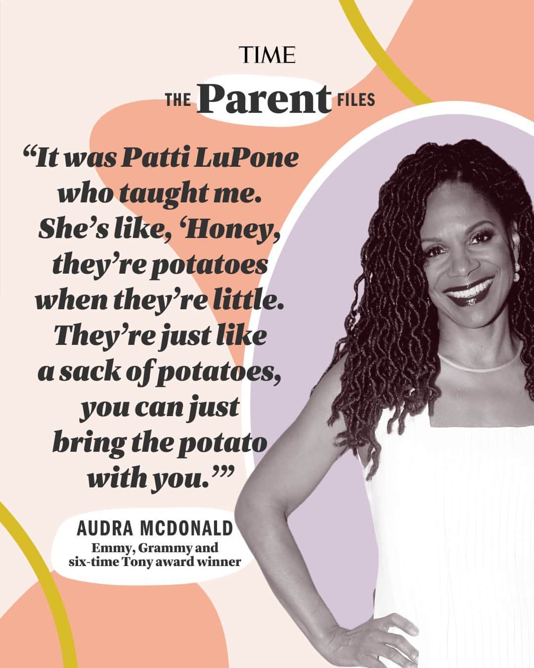 TIME Magazineのインスタグラム：「"Becoming a mother broke me open in a way that I hadn't been before."  Audra McDonald (@audramcdonald), winner of a record six Tonys, two Grammys and an Emmy, spoke to TIME about parenthood.  "As an industry, we need to make it easier for women to be able to be parents and be pregnant," McDonald says. "And have this space to be pregnant without being punished for it or ostracized for it."  Read the full interview at the link in our bio. Photograph by Getty Images」
