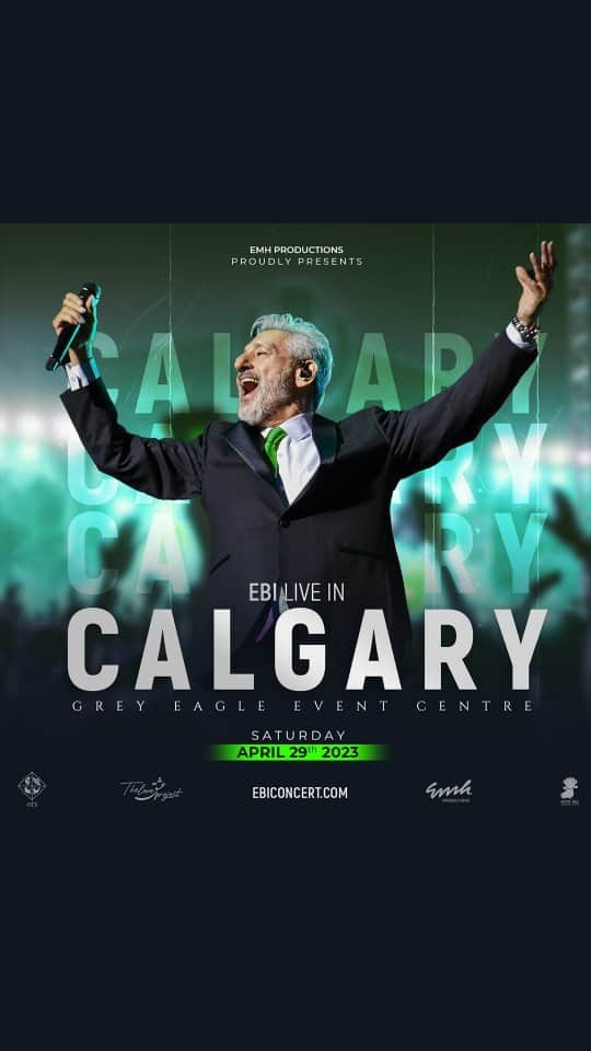 Ebiのインスタグラム：「. United for a free #Iran Ebi live in "Calgary" at Grey Eagle Event Centre  Saturday, April 29th, 2023 . بزودی در "کلگری" کنار شما خواهم بود. . Tickets & info:  www.ebiconcert.com  . #Ebi #Calgary #Theloveproject #Withyoufoundation #Emhproductions #WomenLifeFreedom #IranRevolution」