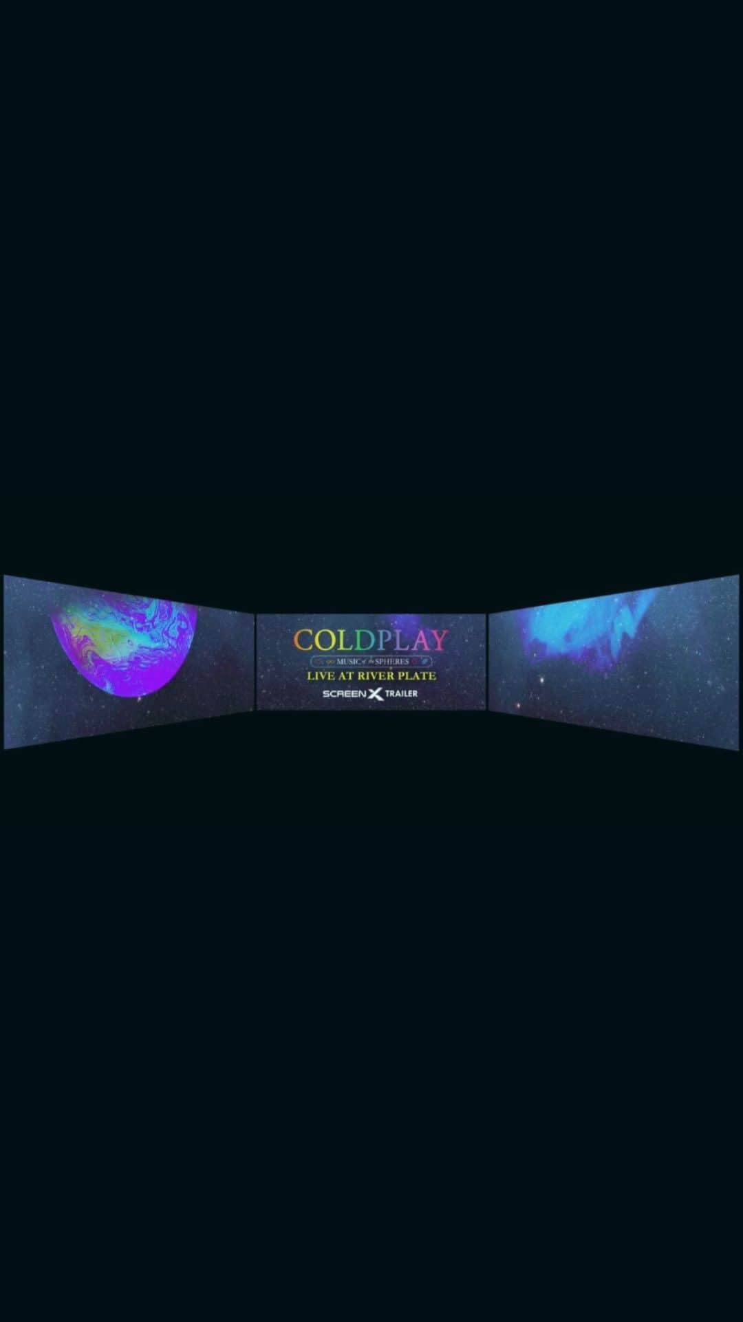 Coldplayのインスタグラム：「Coldplay – Music Of The Spheres: Live At River Plate is coming to cinemas worldwide on April 19 & 23 only. 🌌   Don’t miss the opportunity for an even more immersive experience with ScreenX, 4DX, and 4DX Screen formats where available! ✨   Get your tickets at https://www.coldplaycinema.live/ (Link in bio)」