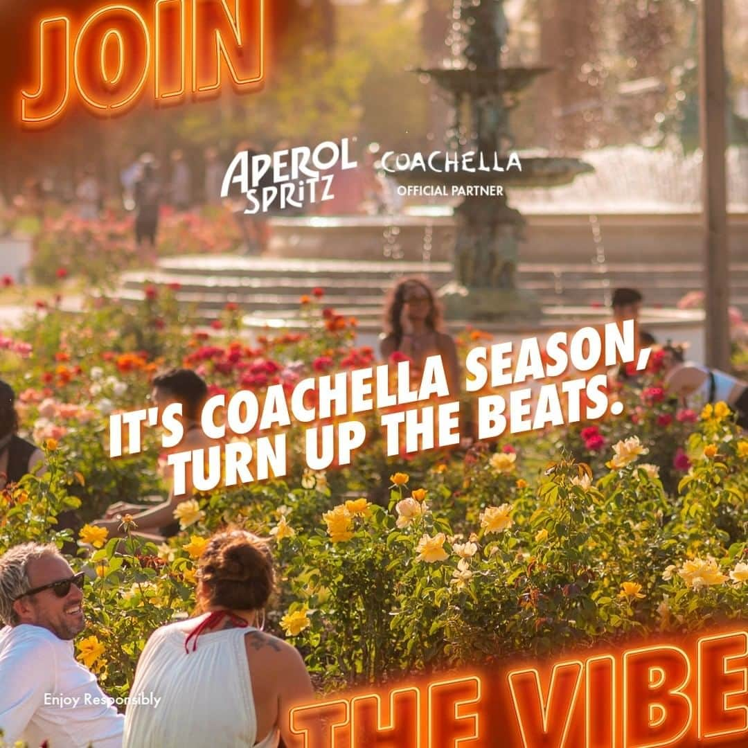 Aperol Spritzのインスタグラム：「Get ready to feel the music and let the beats move you at @Coachella.  #JoinTheJoy and create unforgettable memories with your festival squad and #AperolSpritz. #AperolCoachella」