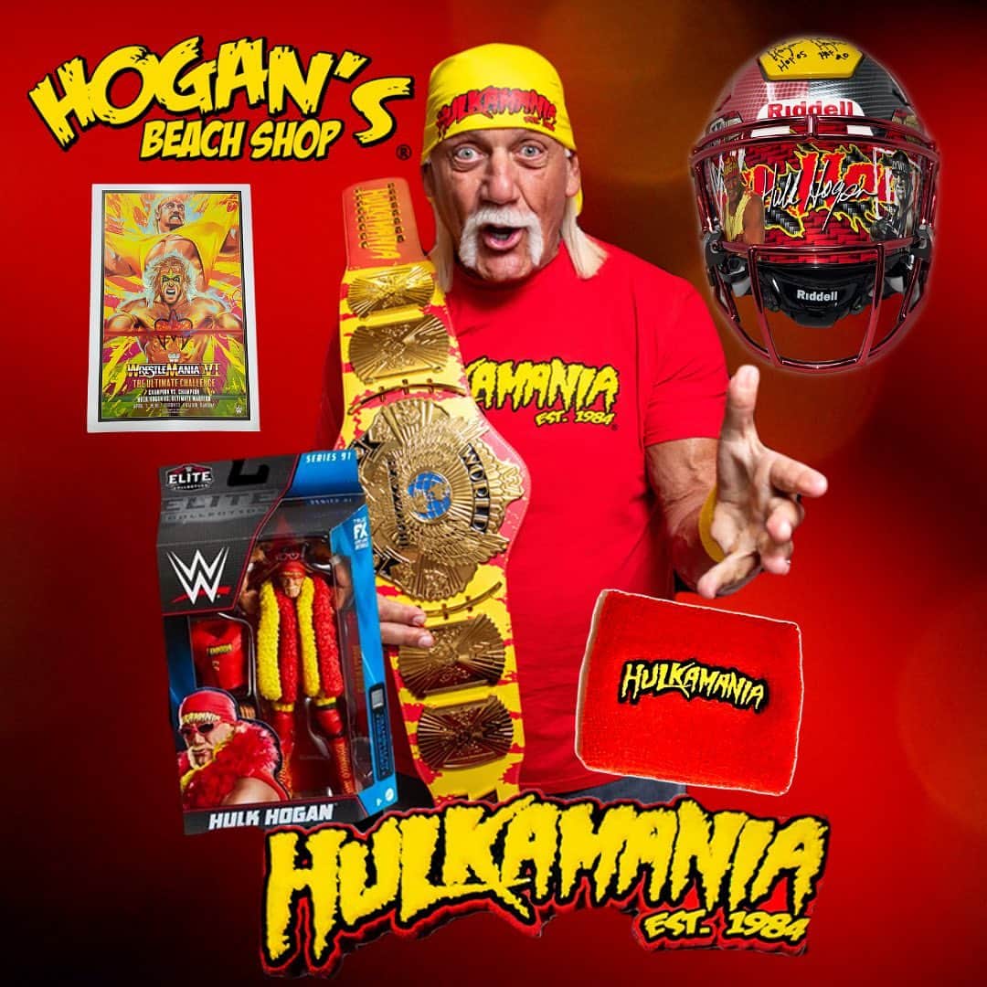 ハルク・ホーガンのインスタグラム：「Check out All of @hogansbeachshop New Souvenirs and Autographed Merchandise Available Online & In Store (Link in bio) ❗️❗️❗️  Link:🌐 https://hogansbeachshop.com」