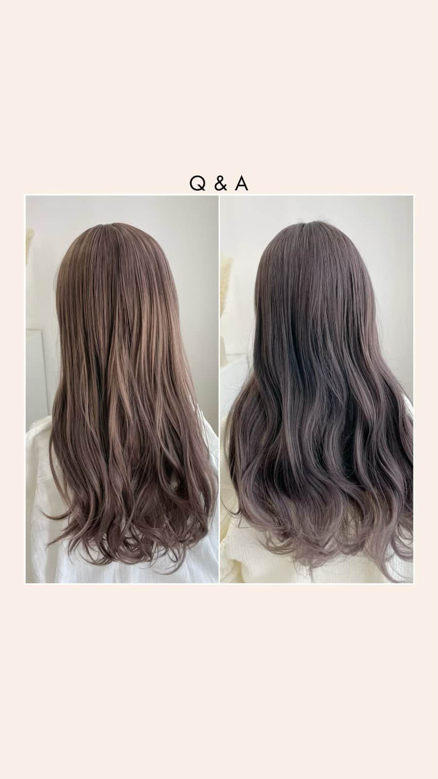 ウィッグ・エクステのブライトララですのインスタグラム：「❁⃘*.ﾟこの春にオススメのヘアカラーを ウィッグで紹介させて頂きました🌸 使用ウィッグはブライトララのリラックスセミロング、ルーズレイヤーミディです♡  ブリーチなしでは難しいお色も ウィッグで気軽に ヘアカラーチェンジしちゃいましょう♡ . . . . . .  #brightlele  #ウィッグ  #ブライトララ  #春ヘアカラー  #ヘアカラー  #ヘアカラーピンク  #ヘアカラーベージュ  #ヘアカラートレンド  #暗髪  #ウィッグ生活  #ハイトーンカラー  #リール動画  #リール  #머리스타그램 #좋아요 #좋아요환영 #가발 #롱헤어 #시스루뱅앞머리 #팔로우 #假发 #医療用假发 #发型打理」