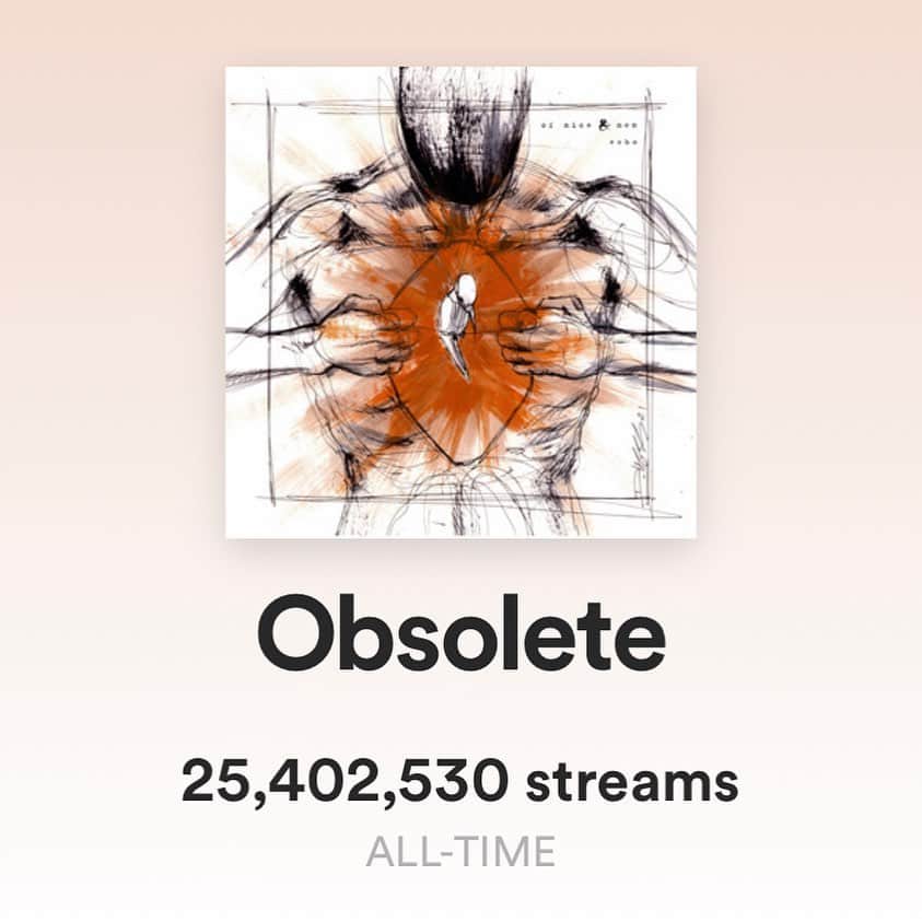 Of Mice & Menのインスタグラム：「“Obsolete” has passed 25 MILLION streams on @spotify!  Thank you all for listening! ❤️🤘🫡」
