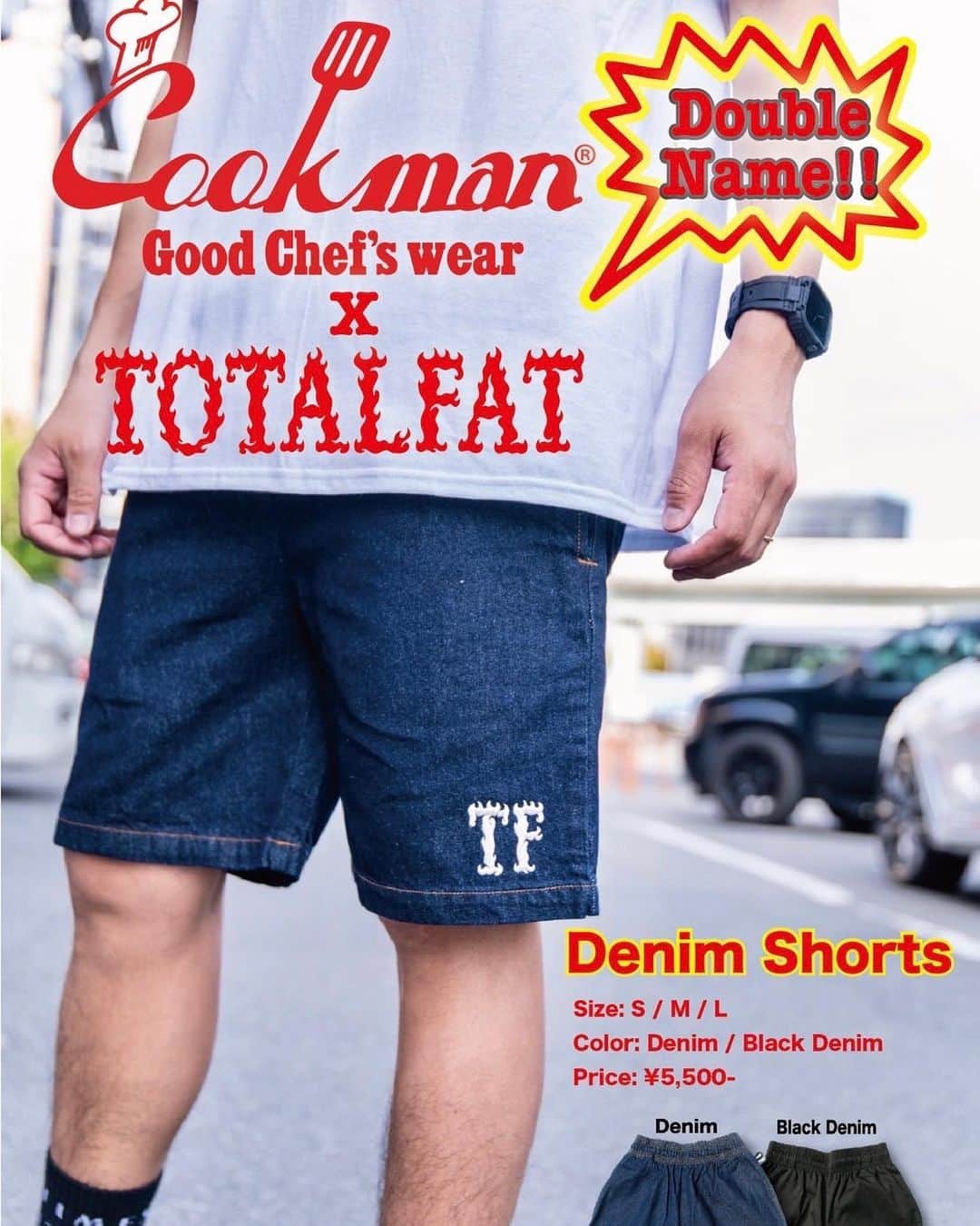 TOTALFATさんのインスタグラム写真 - (TOTALFATInstagram)「TOTALFAT ✖︎ cookman @cookman.jp  Double Name Denim shorts」4月6日 9時29分 - totalfat_japan