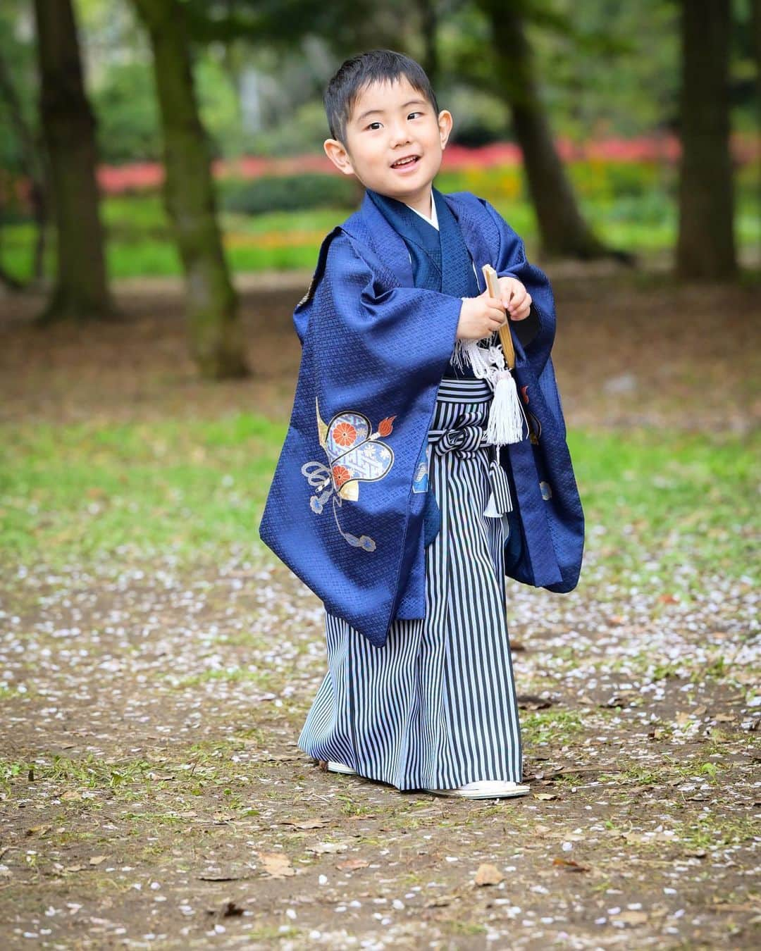 藤田志穂さんのインスタグラム写真 - (藤田志穂Instagram)「子鉄もよく頑張りました👏 ・ 今はおしりたんていブーム中なので、ポーズがほぼおしりたんてい🤣 ・ 本当は山手線持って撮りたかったんだけどなぁ🥹🚃 ・ それにしても ちょいちょい文句を言いながらも、着付けも撮影も移動も、全部頑張ってくれた🙌 ・ 年齢的にもこのタイミングだったからこそ、スムーズに出来たのもあるのかな？🤔 ・ ちなみに 着物を嫌がる子もいるとの事だったので、1週間ほど前から着物の写真を見せながら。。。 ・ 👩「これ、母ちゃんと一緒に着ようね〜？」 👩「ほら、着物のズボンが母ちゃんの着物と同じしましまだ💙」と写真を見せながら予告してた😂 ・ そのおかげか、着物も嫌がる事なく着る事が出来ました☺️ ・ 撮影後の千歳飴は格別だったようです🤣🍭 ・ #桜の七五三  #七五三  #753 #おしりたんてい」4月6日 10時31分 - shiho_fujita44