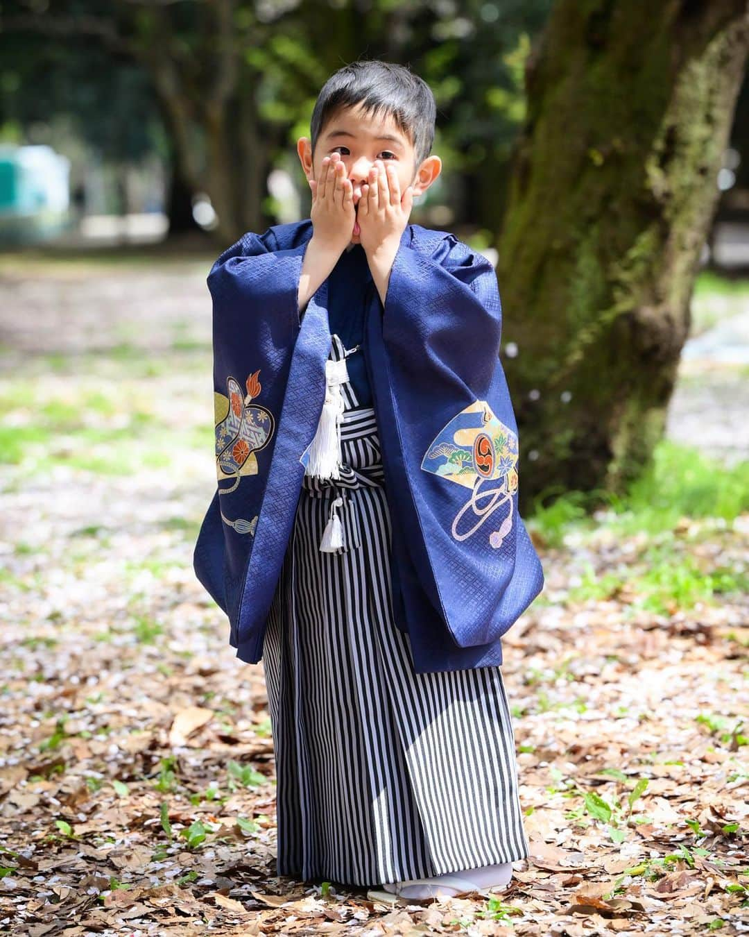 藤田志穂さんのインスタグラム写真 - (藤田志穂Instagram)「子鉄もよく頑張りました👏 ・ 今はおしりたんていブーム中なので、ポーズがほぼおしりたんてい🤣 ・ 本当は山手線持って撮りたかったんだけどなぁ🥹🚃 ・ それにしても ちょいちょい文句を言いながらも、着付けも撮影も移動も、全部頑張ってくれた🙌 ・ 年齢的にもこのタイミングだったからこそ、スムーズに出来たのもあるのかな？🤔 ・ ちなみに 着物を嫌がる子もいるとの事だったので、1週間ほど前から着物の写真を見せながら。。。 ・ 👩「これ、母ちゃんと一緒に着ようね〜？」 👩「ほら、着物のズボンが母ちゃんの着物と同じしましまだ💙」と写真を見せながら予告してた😂 ・ そのおかげか、着物も嫌がる事なく着る事が出来ました☺️ ・ 撮影後の千歳飴は格別だったようです🤣🍭 ・ #桜の七五三  #七五三  #753 #おしりたんてい」4月6日 10時31分 - shiho_fujita44