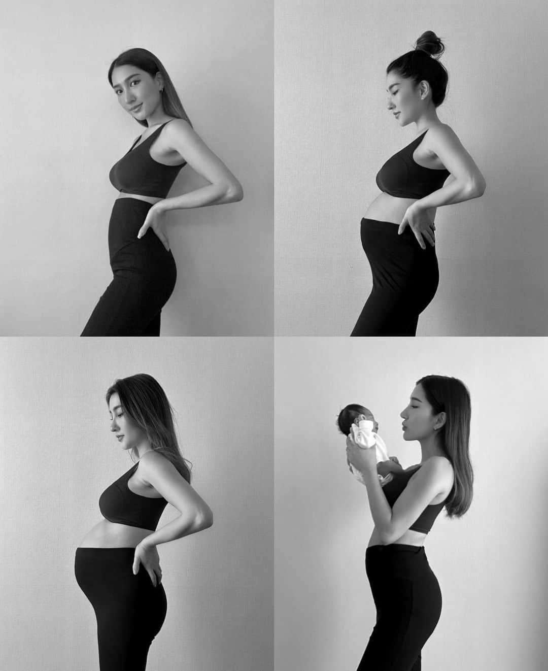 HARUEのインスタグラム：「10ヶ月間の物語🤰🏽🕊  2人目は悪阻の期間も長く、妊娠初期の頃の写真を見返すだけで気持ち悪くなるほど。笑  この10ヶ月で体の変化もすごいし、産後は色々とボロボロになっていくけど、それ以上に幸せや喜びをたくさん与えてくれる愛おしい我が子たち👶🏻  妊娠も出産も奇跡の連続。  無事に産まれてきてくれて本当によかった✨  可愛い可愛いマイベイビー👶🏻  お腹の中で育ってくれてありがとう🤍🤍  #baby2」
