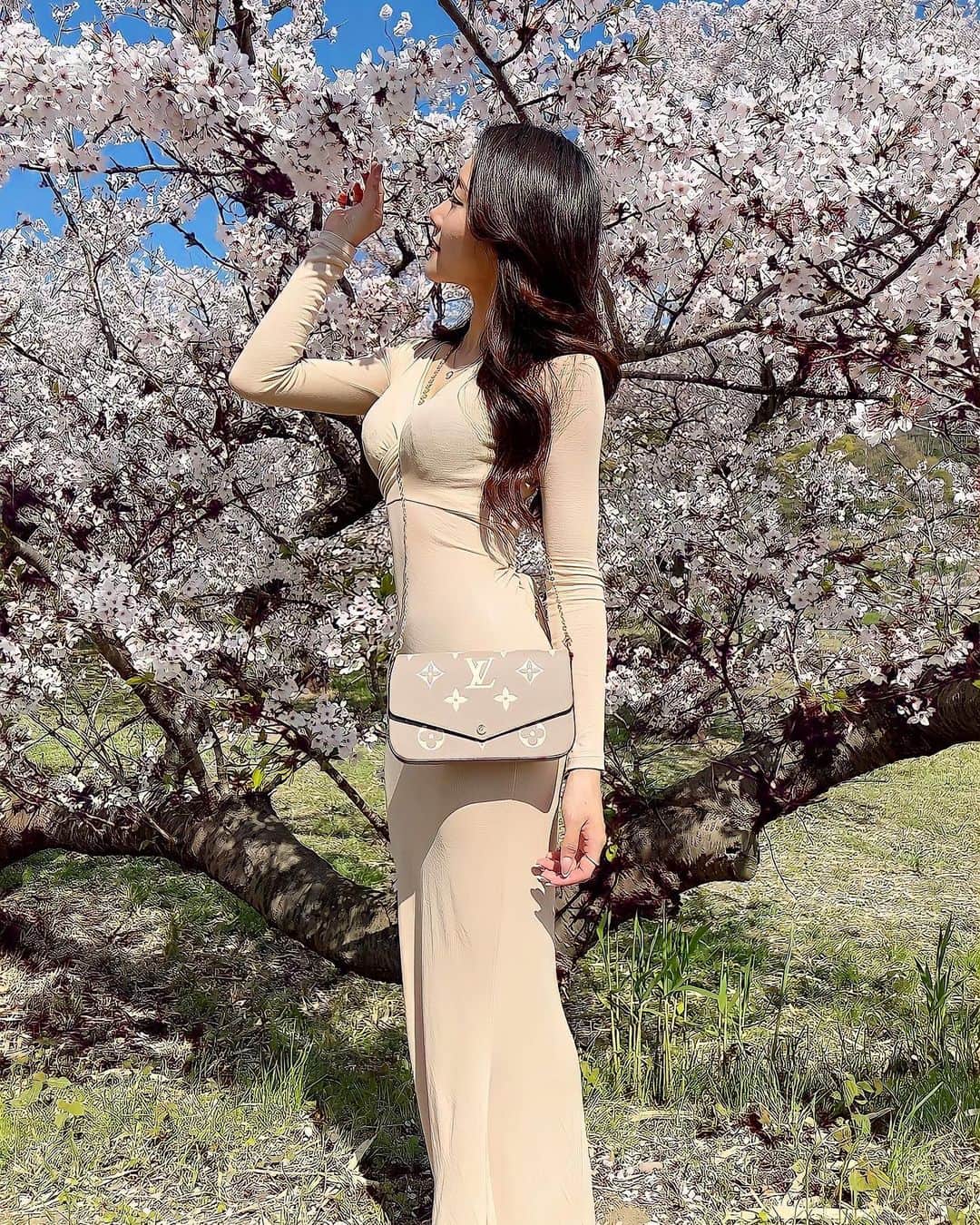 菅原里奈さんのインスタグラム写真 - (菅原里奈Instagram)「.  桜ってあっという間に散るから寂しい ギリギリ見に行けて良かった😮‍💨💗  エレガントマーメイドワンピース🧜‍♀️💗 薄めな生地なのでこれからの季節 まだまだ着れる🫶🏽」4月6日 13時42分 - rinachi_kimono