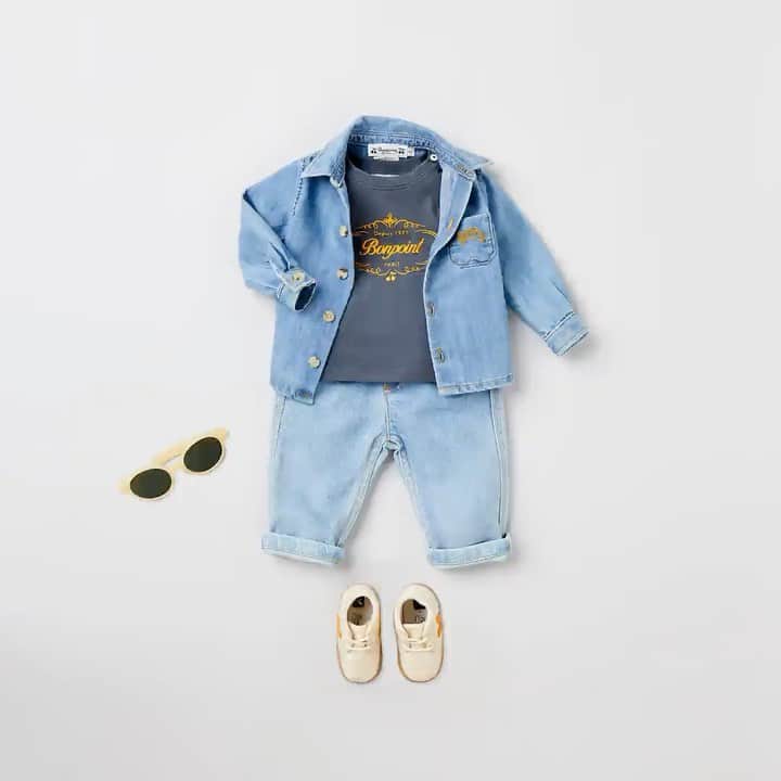 bonpointのインスタグラム：「Bonpoint SS23 | Shades of blue.​ Matching outfit for your little ones to brighten up the beginning of spring.​  #Bonpoint #BonpointSS23」