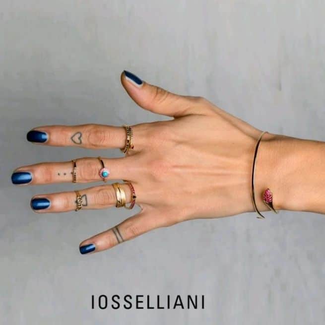 のインスタグラム：「Everybody probably need their own microcosmo. 10k rings and bangle with precious stones. Play with color of the stones for the coming spring. #iossellianimicrocosmo #iossellianifinejewellery #preciousstones #rubyred #sapphire #diamonds #turquoise #10kjewelry #finejewelry #passion #spring」