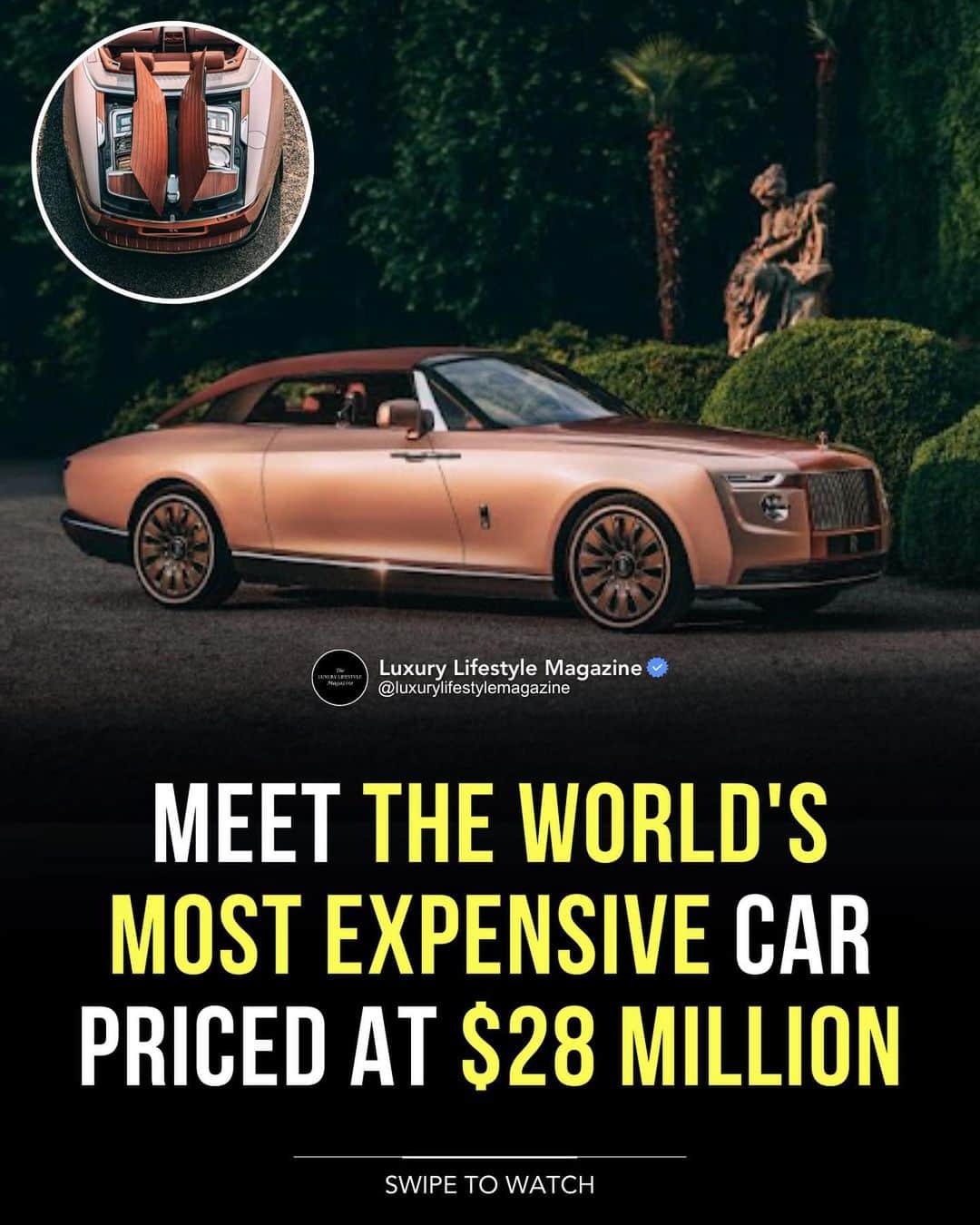 The Luxury Lifestyle Magazineさんのインスタグラム写真 - (The Luxury Lifestyle MagazineInstagram)「The Rolls Royce Boat Tail priced at $28 million, being titled the worlds most expensive car.   A total of 3 custom built cars were manufactured and produced by Rolls Royce.   Do you think it’s worth the price tag?  Video by: @mr_automotive @rollsroyceqatar  Photos by: @rollsroycecars, cc our friend @gerryspahn」4月7日 0時54分 - luxurylifestylemagazine