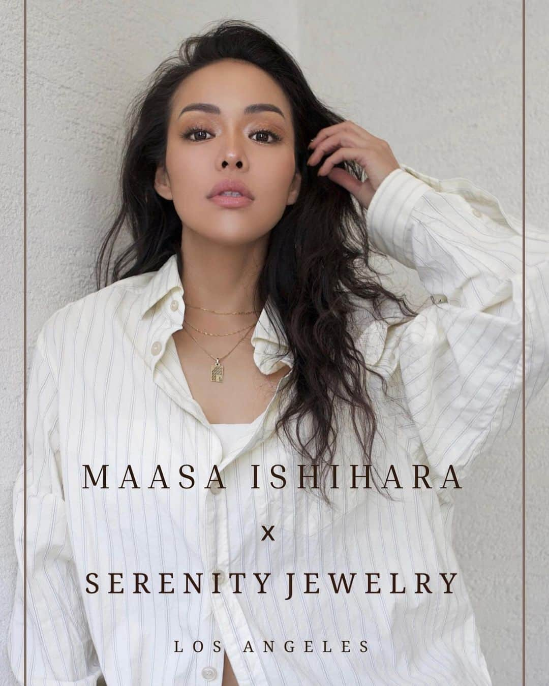 マアサ・イシハラのインスタグラム：「. -Maasa Ishihara × Serenity Jewelry LA collaboration Jewelry- The special collaboration between MAASA × serenity is back after two years. Everything sold out within 3 days of the first release.  Available from 4.15.2023 at 8pm PST for 10 days only! Limited quantity, so don't miss it!  第一弾発売開始後、3日で完売となった @maasaishihara x @serenityjewelry_la のコラボレーションが2年半越しに再販決定致しました！前回ご購入出来なかったお客様には長らくお待たせさせてしまい申し訳ございませんでした。また、すでにコレクションをご購入いただいたお客さまには重ね付けを楽しんでいただける様、チェーンがバージョンアップし戻って参りました！ペンダントは第一弾同様ユニセックスで着用出来るデザインとなっております。 受注期間は4.16.2023(日)11am(日本時間)からの販売となります。※数量限定」