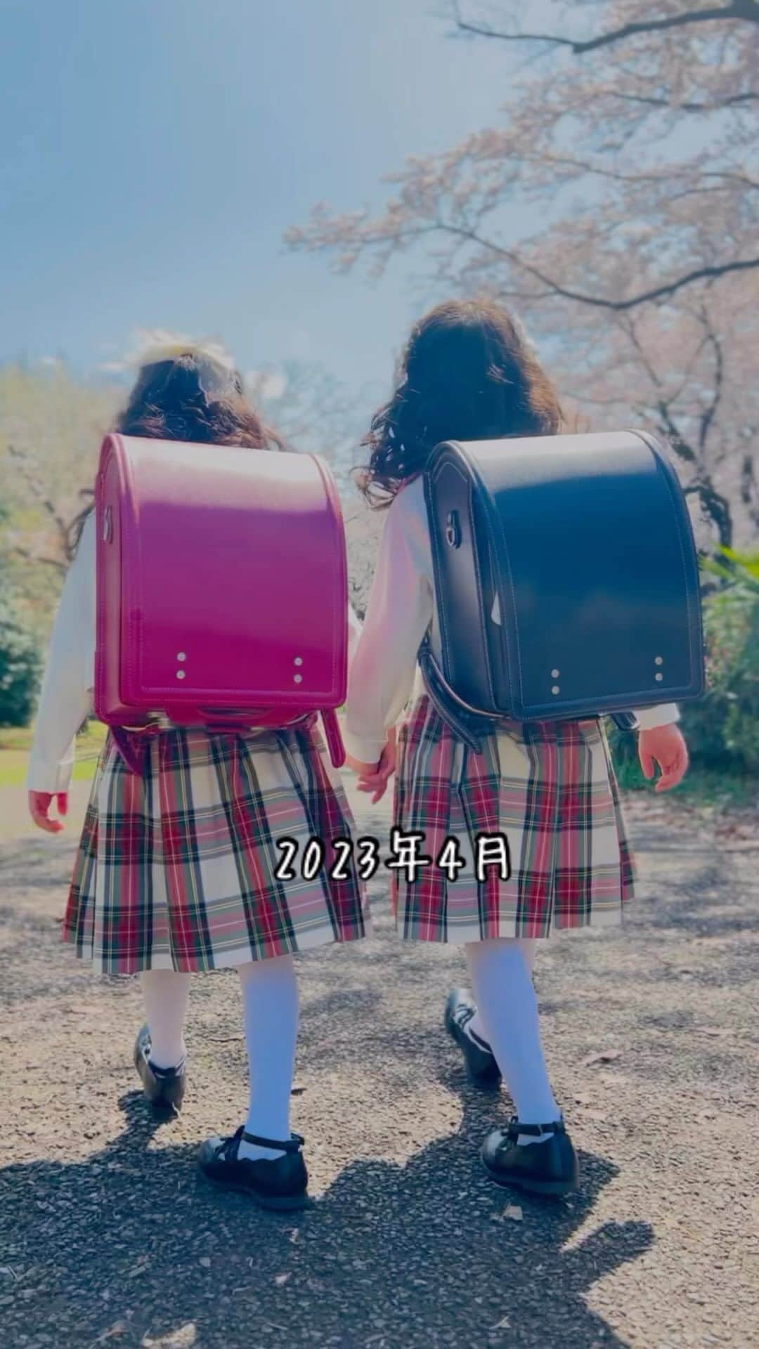 おとすずのインスタグラム：「2023年4月 娘たちが小学生になりました❀ . 小さい頃から 気付くと手を繋いでいる二人 . 小学校では それぞれのお友達が出来て 別々に過ごす時間が増えると思うけど いつまでも こうして自然と手を取り合う姉妹でいてほしいな なんて考えながら 桜の道を歩きました𖤣𖥧𖥣𖡡𖥧𖤣 . . . #新一年生#小学校入学#双子姉妹」