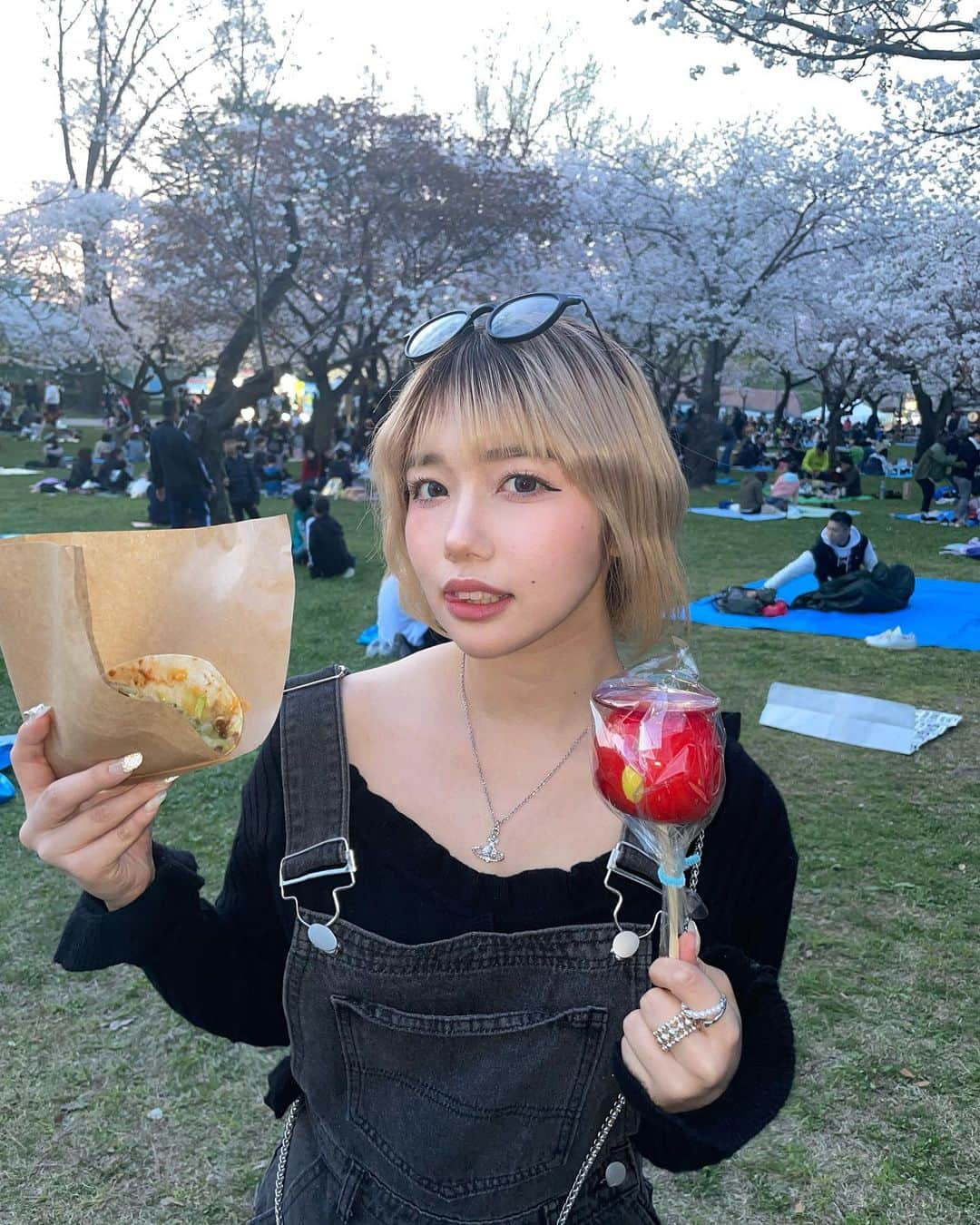 ひかりんちょのインスタグラム：「りんごあめじゃがばたーおにくぐしたこす」