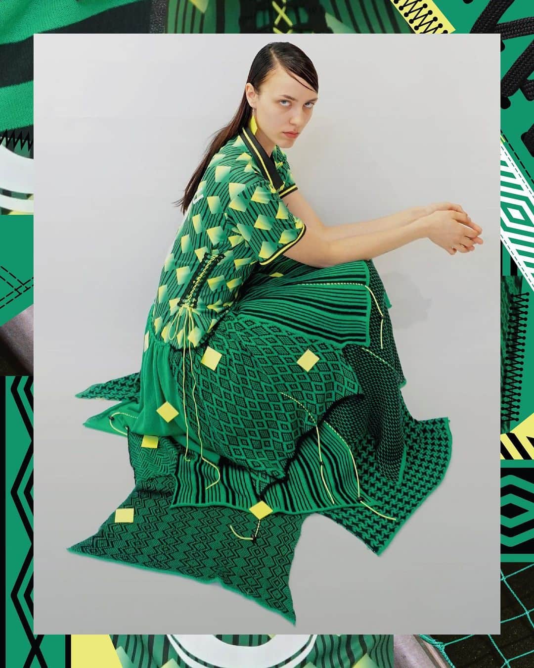 UMBROのインスタグラム：「Working with a pre-loved @EAGuingamp goalkeeper jersey, @nouveau.nova used handmade cotton panels and patterns to create the stunning 'ball gown'👗.   Check out the full story now on www.umbro.com/get-involved   #umbro #makenew #upcycle」
