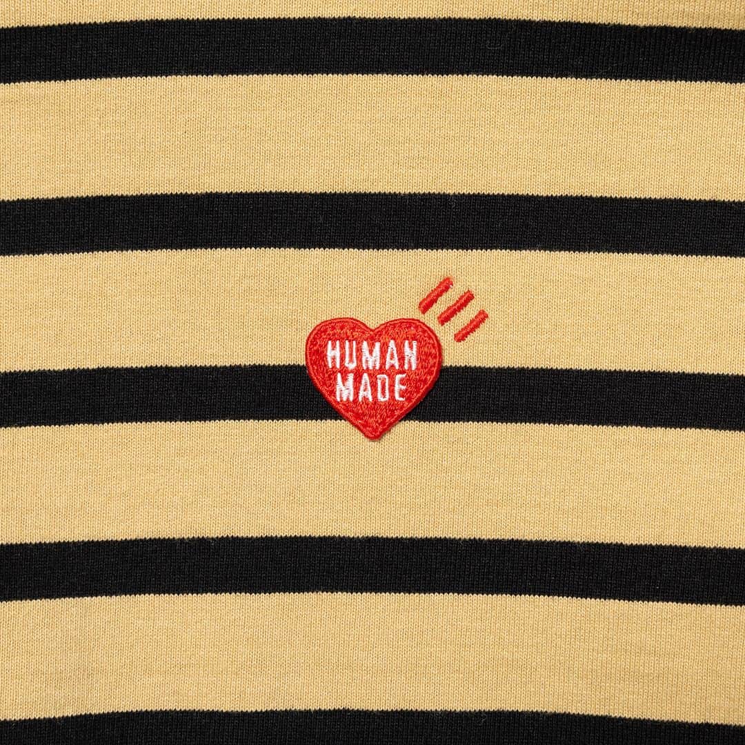 HUMAN MADEさんのインスタグラム写真 - (HUMAN MADEInstagram)「"STRIPED L/S T-SHIRT" is available at 8th April 11:00am (JST) at Human Made stores mentioned below  4月8日AM11時より、"STRIPED L/S T-SHIRT” が HUMAN MADE のオンラインストア並びに下記の直営店舗にて発売となります。  [取り扱い直営店舗 - Available at these Human Made stores] ■ HUMAN MADE ONLINE STORE ■ HUMAN MADE OFFLINE STORE ■ HUMAN MADE HARAJUKU ■ HUMAN MADE SHIBUYA PARCO ■ HUMAN MADE 1928 ■ HUMAN MADE SHINSAIBASHI PARCO  *在庫状況は各店舗までお問い合わせください。 *Please contact each store for stock status.  しっかり目の生地感の素材を使用したボーダー柄の長袖Tシャツ。身幅広めのボックスシルエットと、左胸に配されたハートモチーフのワッペンが特徴です。  Striped long sleeve T-shirt in firmly woven cotton.Features a wide, boxy silhouette and heart-shaped badge on the left chest.」4月7日 11時18分 - humanmade