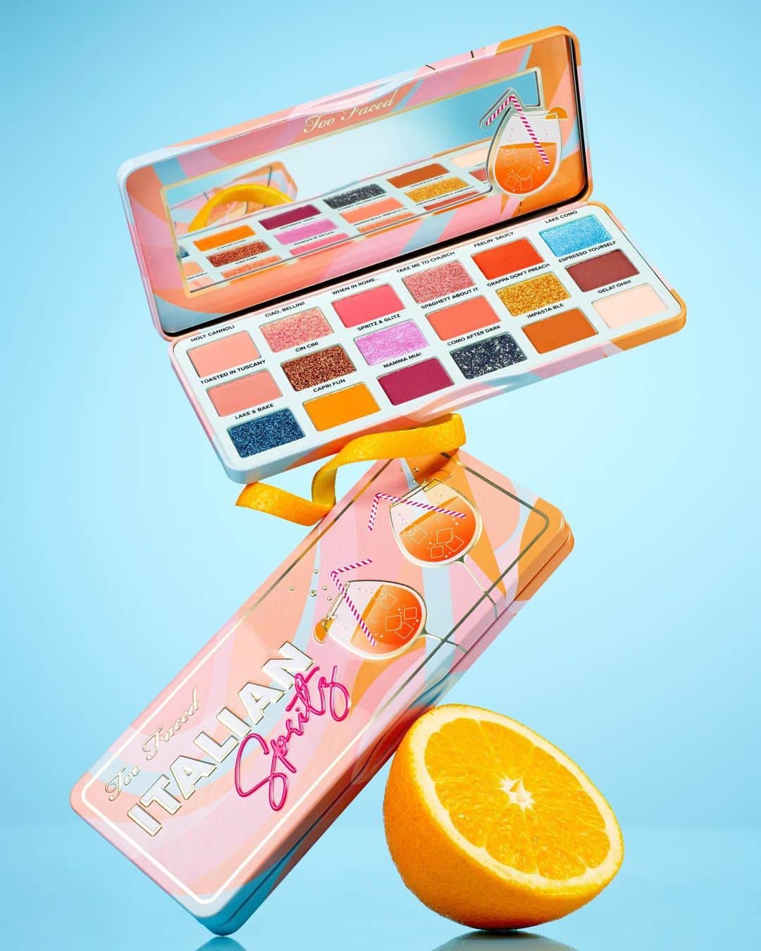 Too Facedのインスタグラム：「Transport yourself to Lake Como with a new sparkling fresh eye look!! ✈️💙✨ Tap to shop Italian Spritz! #toofaced #tfcrueltyfree」