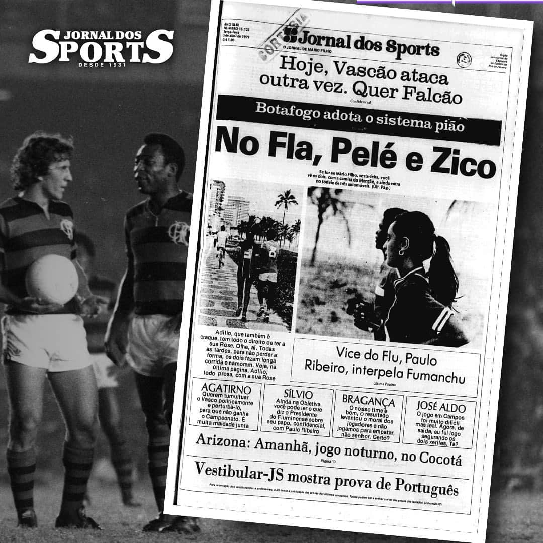 ジーコさんのインスタグラム写真 - (ジーコInstagram)「Há 44 anos, o torcedor do Flamengo entrou em êxtase ao ver Pelé e Zico jogando juntos com o manto rubro-negro, diante de mais de 140 mil pessoas, no Maracanã.   O Rei do Futebol vestiu a 10, enquanto o Galinho envergou a 9. A ocasião foi um amistoso contra o Atlético-MG em prol das vítimas das enchentes em Minas Gerais e terminou com vitória rubro-negra de 5 a 1, com três gols de Zico, um de Luisinho e outro de Cláudio Adão.  Aposentado, Pelé, com 39 anos, até teve a chance de balançar a rede, mas, mesmo após Zico insistir que cobrasse um pênalti, o maior de todos os tempos não aceitou e deixou a batida para o Galinho, que converteu com maestria.  FICHA TÉCNICA  Data: 6 de abril de 1979  Local: Maracanã, no Rio de Janeiro  Público: 139.953 pagantes  Renda: CR$ 8.781.290,00  Árbitro: Walquir Pimentel  Auxiliares: José Carlos Moura e Roberto Coelho  Gols: Zico (3), Luisinho e Cláudio Adão (FLA); Marcelo (CAM)   Flamengo: Cantarelli; Toninho, Rondinelli (Nelson), Manguito e Júnior; Andrade, Carpeggiani (Ramirez) e Pelé (Luisinho); Tita, Zico (Cláudio Adão) e Júlio César (Reinaldo). Técnico: Cláudio Coutinho.   Atlético-MG: João Leite; Alves, Osmar, Luisinho e Hilton Bruniz; Toninho Cerezo, Marcelo (Carlinhos) e Paulo Isidoro; Serginho (Pedrinho), Dario e Ziza (Vilmar). Técnico: Procópio Cardoso.  #jornaldossports #flamengo #zico #pelé」4月7日 6時03分 - zico