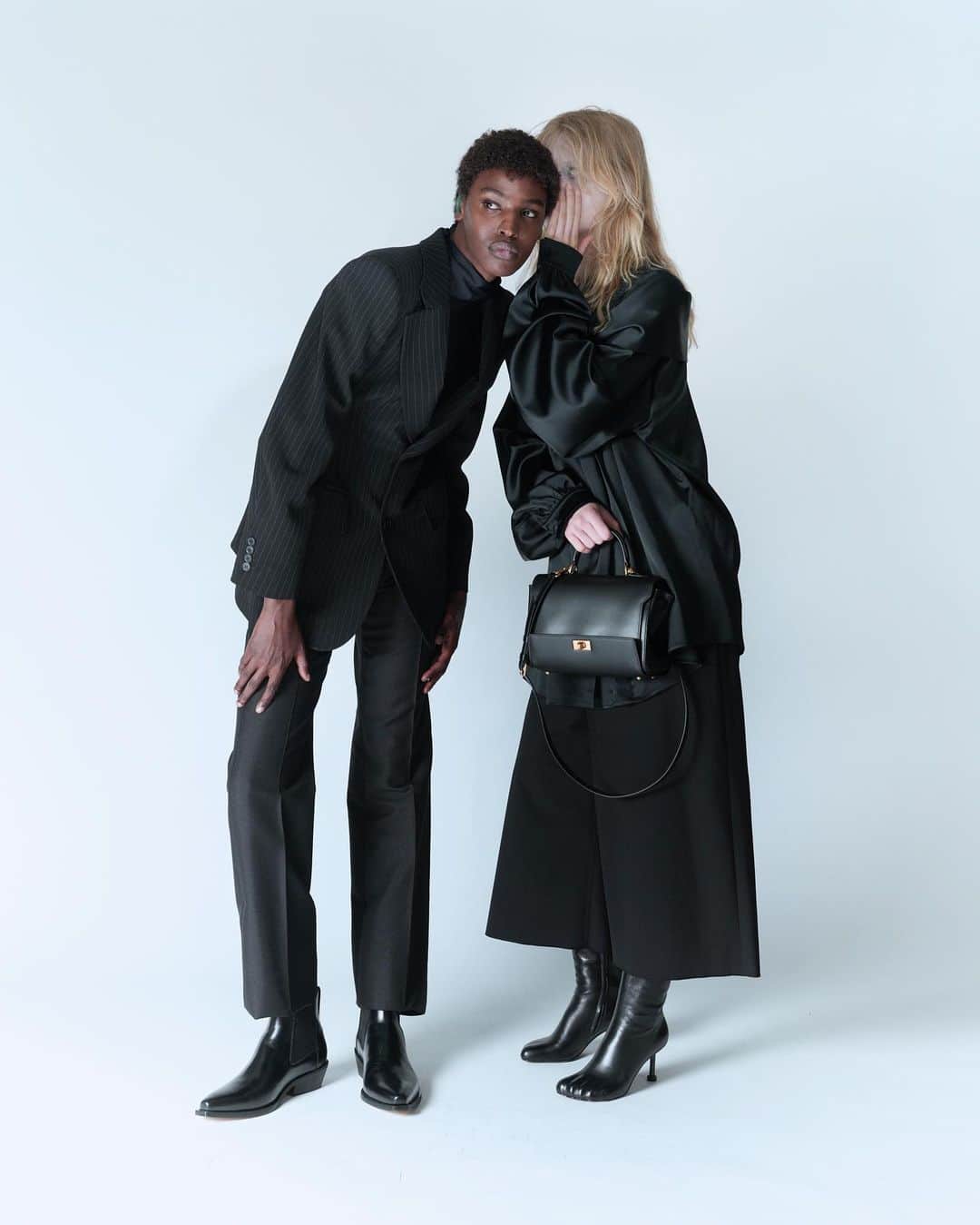 ADELAIDEのインスタグラム：「23SS Adelaide & Addition Adelaide Women All : @balenciaga  Men Clothes : @balenciaga  Men Shoes : @ourlegacy   photographer : Jun Yasui @junyasui  Stylist : Shotaro Yamaguchi @sh0tar0y  Hair : Kazuhiro Naka @kazhironaka  Make up : Tamayo Yamamoto @tamayoyamamoto」