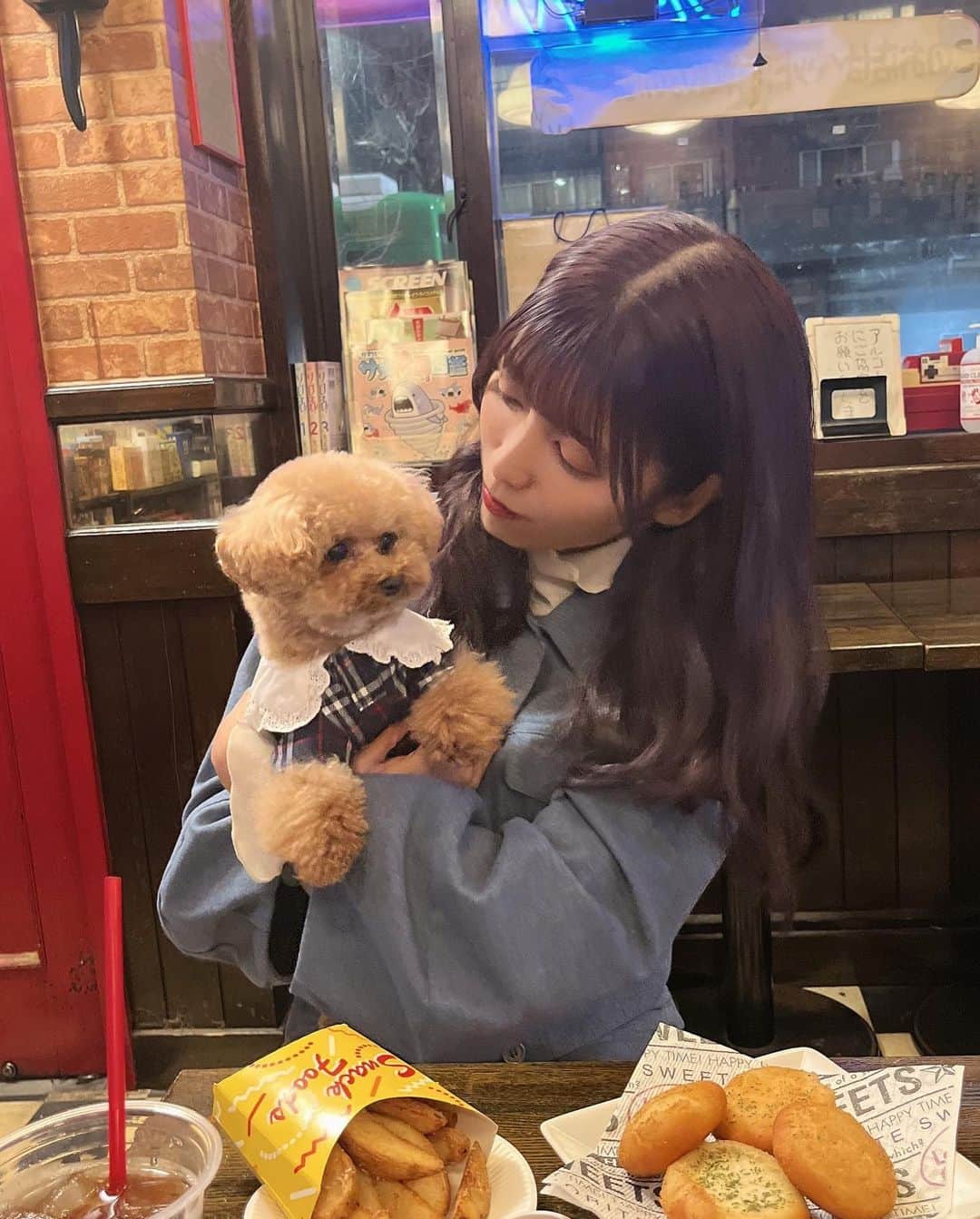 ゆんさんのインスタグラム写真 - (ゆんInstagram)「最近はぷぷと一緒に行けるカフェとか バー探して巡ること多いよ〜〜🐩◎  ここ食べ飲みしながら ボドゲとかプレステとかで 遊べるんだけどまた紹介するね😎」4月7日 20時18分 - yuntaaam_s2
