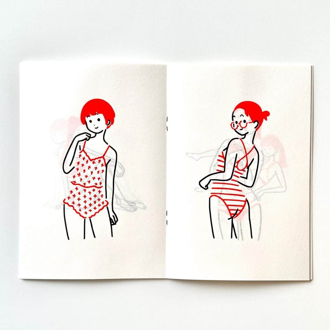 白根ゆたんぽのインスタグラム：「LOOSE  SUMMER 2TONE GIRLS Risograph / 123 x 182 / 40P  昨年オンデマンドで作った2TONE GIRLSの普及版のZINEをリソグラフで印刷、掲載点数も増量した改訂版です（以前ご購入いただいた方ちょくちょく変更してすみません🙏こちらが最終版になる予定です）ハトロン紙なので前後のイラストがうっすら透けるのも良い味わいということで。今年の2月に開催した2TONE GIRL POP UPで展示した作品も追加しています。  Featured Projects 2023 クリエイターズマーケット 2023年4月8日(土)- 9日(日) 12:00～19:00 (2DAY) コクヨ東京品川オフィス「THE CAMPUS」にて https://www.featuredprojects.jp」